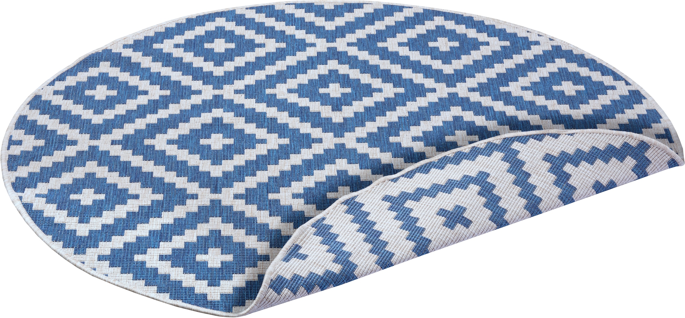 my home Teppich »Ronda Wendeteppich«, rund, 5 mm Höhe, Sisal-Optik, Flachgewebe, In- und Outdoor, geometrisches Boho Design