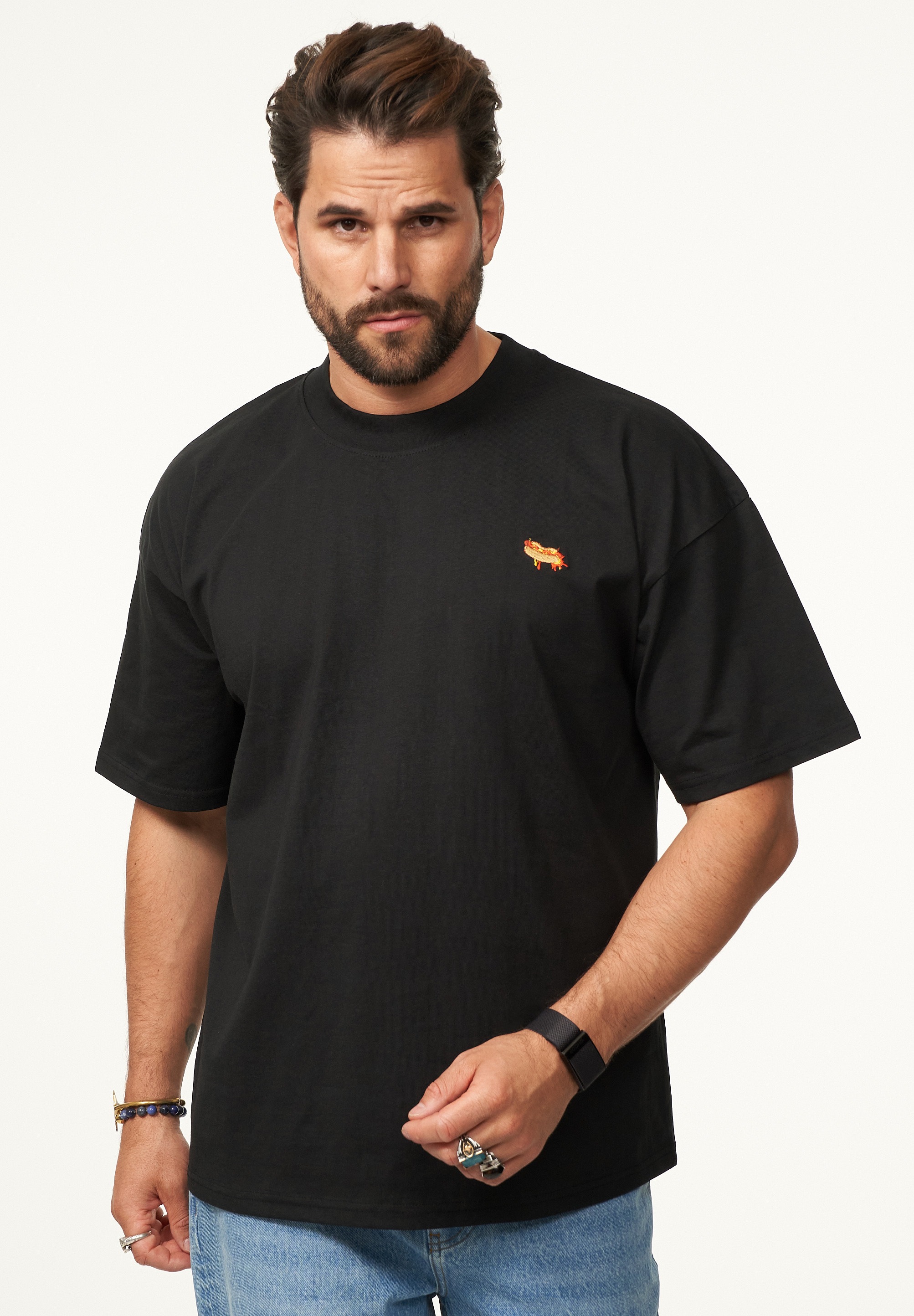 SOULSTAR T-Shirt »Kurzarm Oversize aus 100% Baumwolle mit Rundhalsausschnitt Crew Neck für Herren« Herren Oversize-Fit Kurzarm Shirt mit Rundhals-Ausschnitt