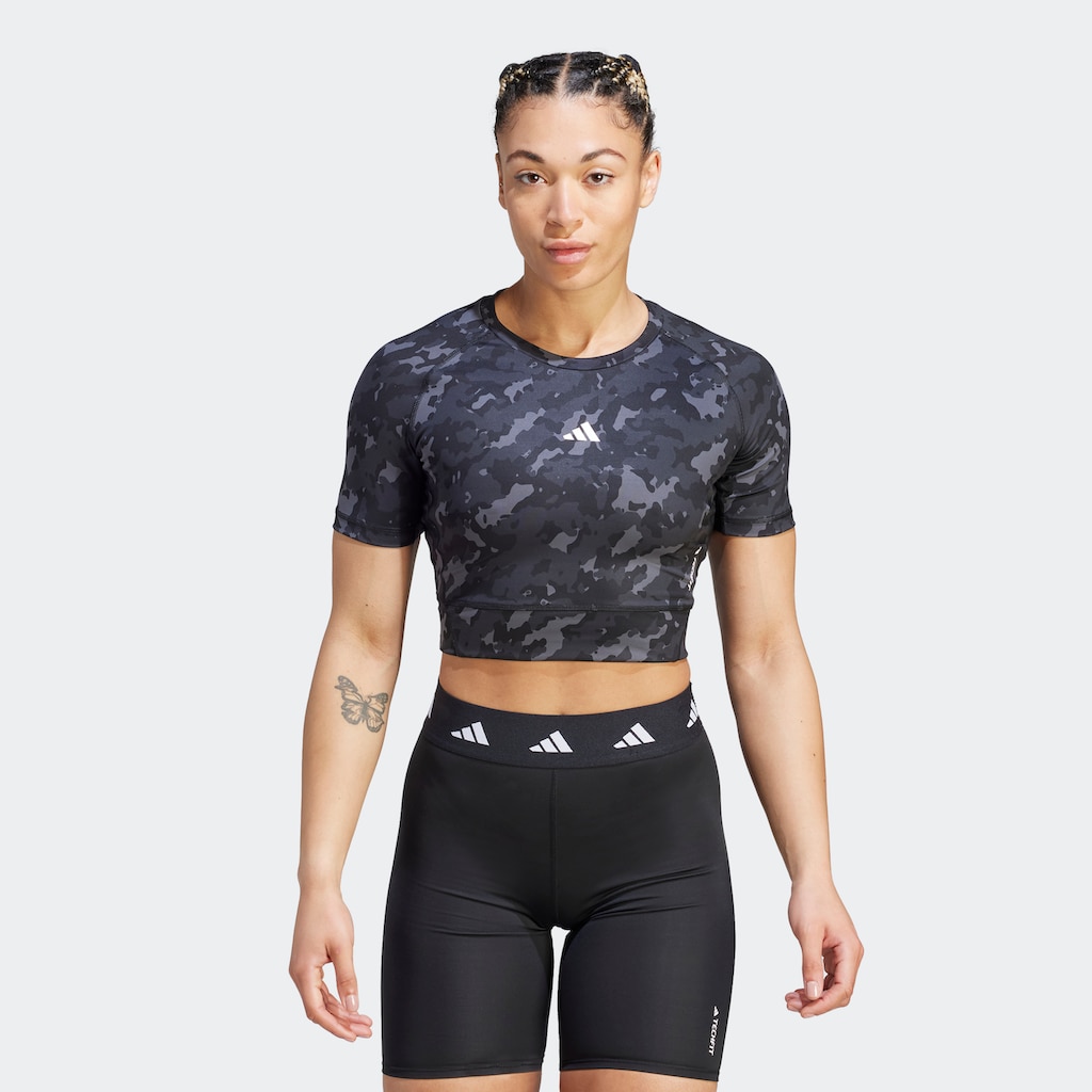 adidas Performance T-Shirt »TECHFIT CAMO PRINT CROP TRAINING«