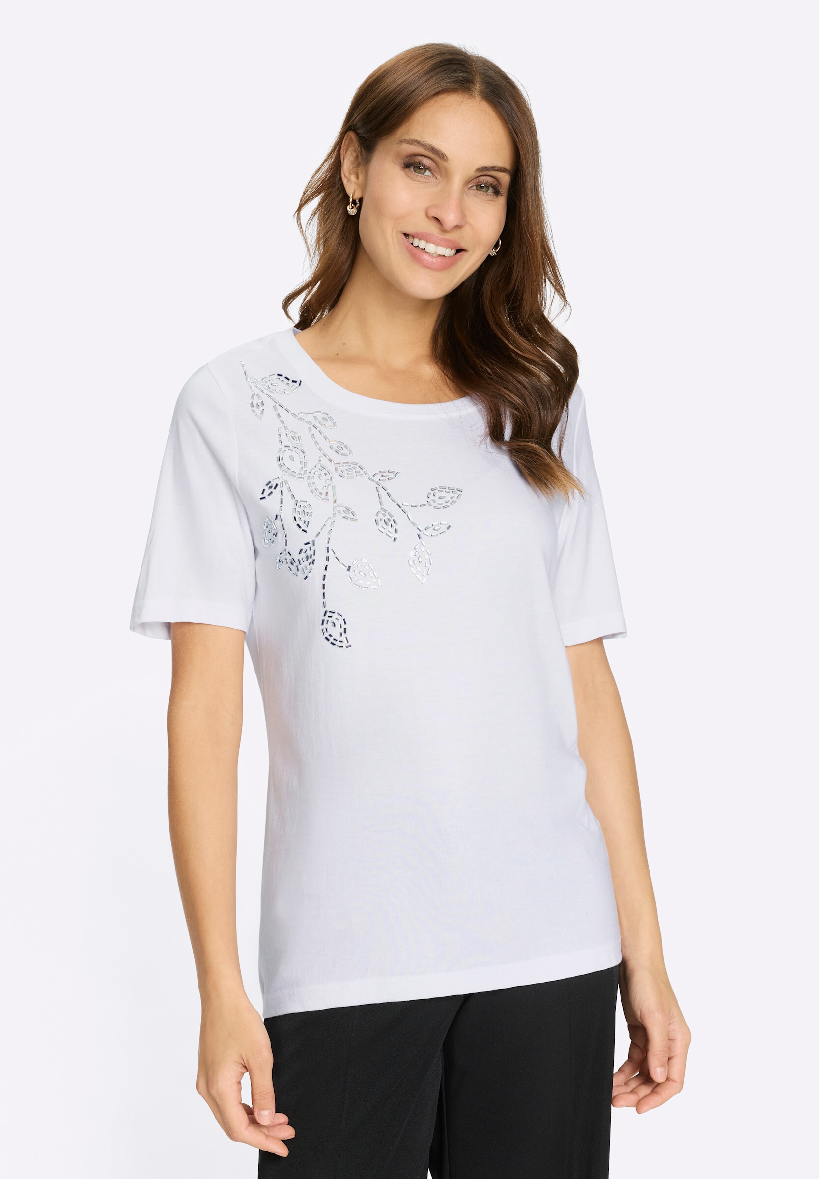 Witt T-Shirt »Rundhals-Shirt Rundhalsshirt mit Glitzersteinchen«
