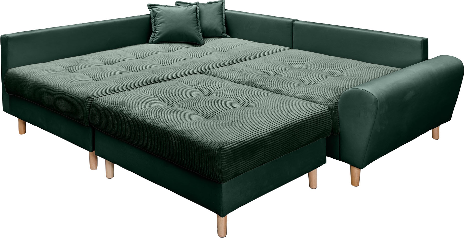 Home affaire Ecksofa »Rice L-Form«, (Set, mit Hocker), mit Bonnellfederkern, Hocker & Kissen, Ottomane beidseitig montierbar