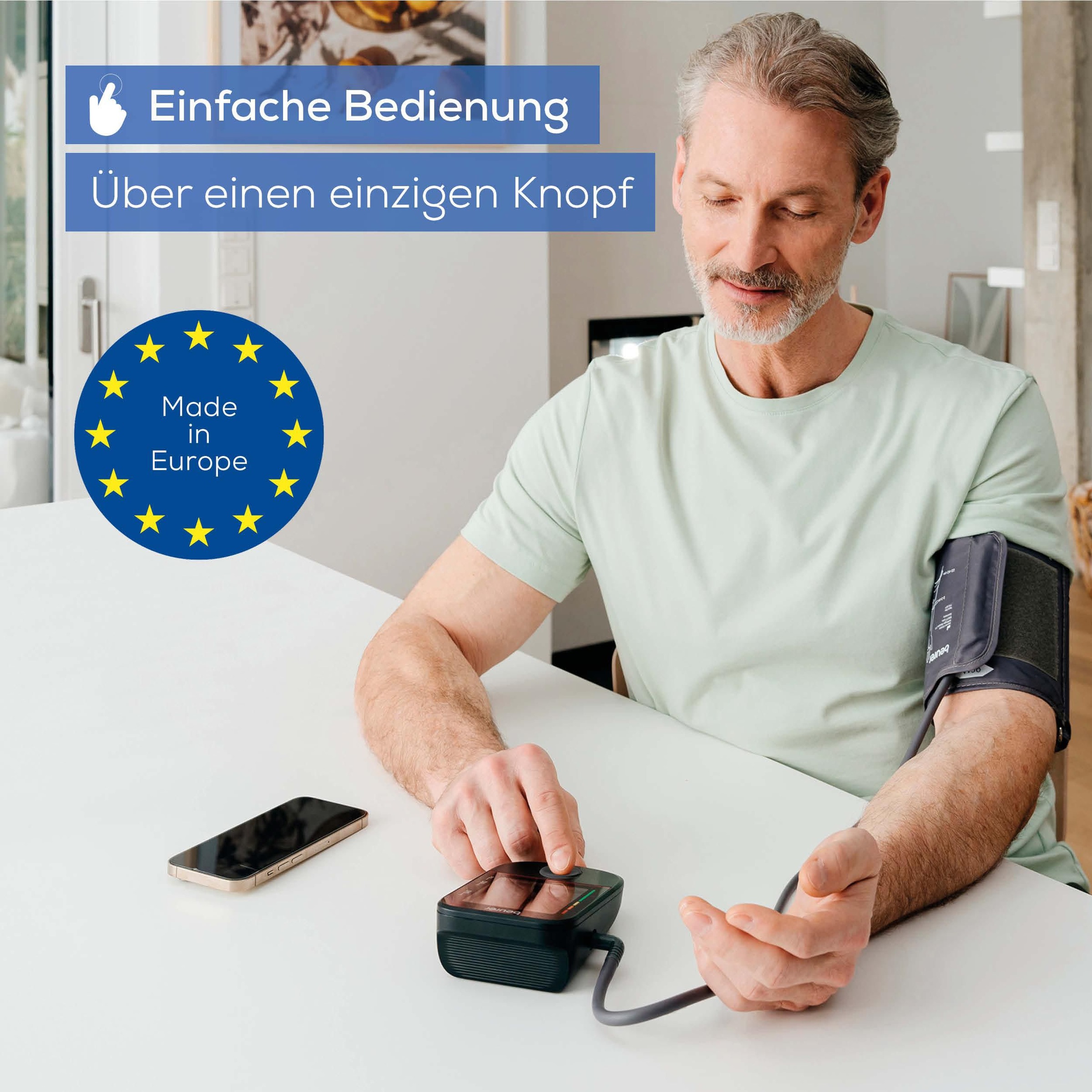 BEURER Oberarm-Blutdruckmessgerät »BM 48 mit Smartphone-Verbindung, Medizinprodukt«, schnelle und komfortable Blutdruckmessung per Knopfdruck