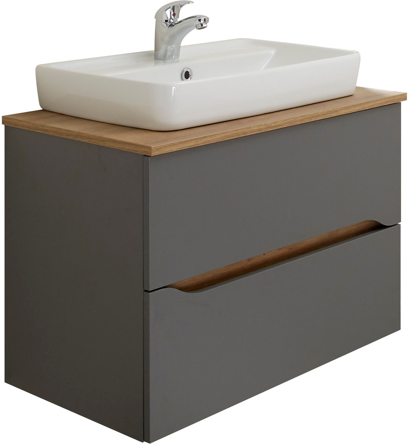 Saphir Badmöbel-Set »Quickset 2-teilig, Keramik-Aufsatzbecken mit LED-Spiegel« 4 Stk. tlg.