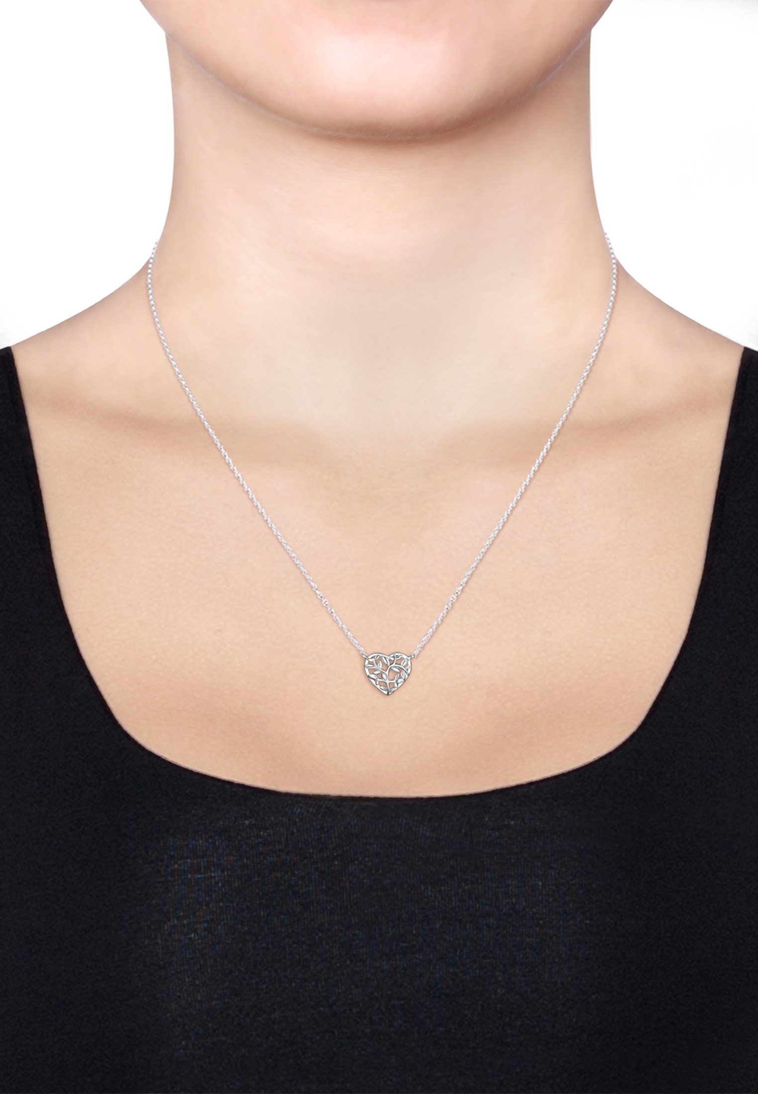 Elli Kette mit Anhänger »Halskette Anhänger Herz Lebensbaum 925 Sterling Silber«