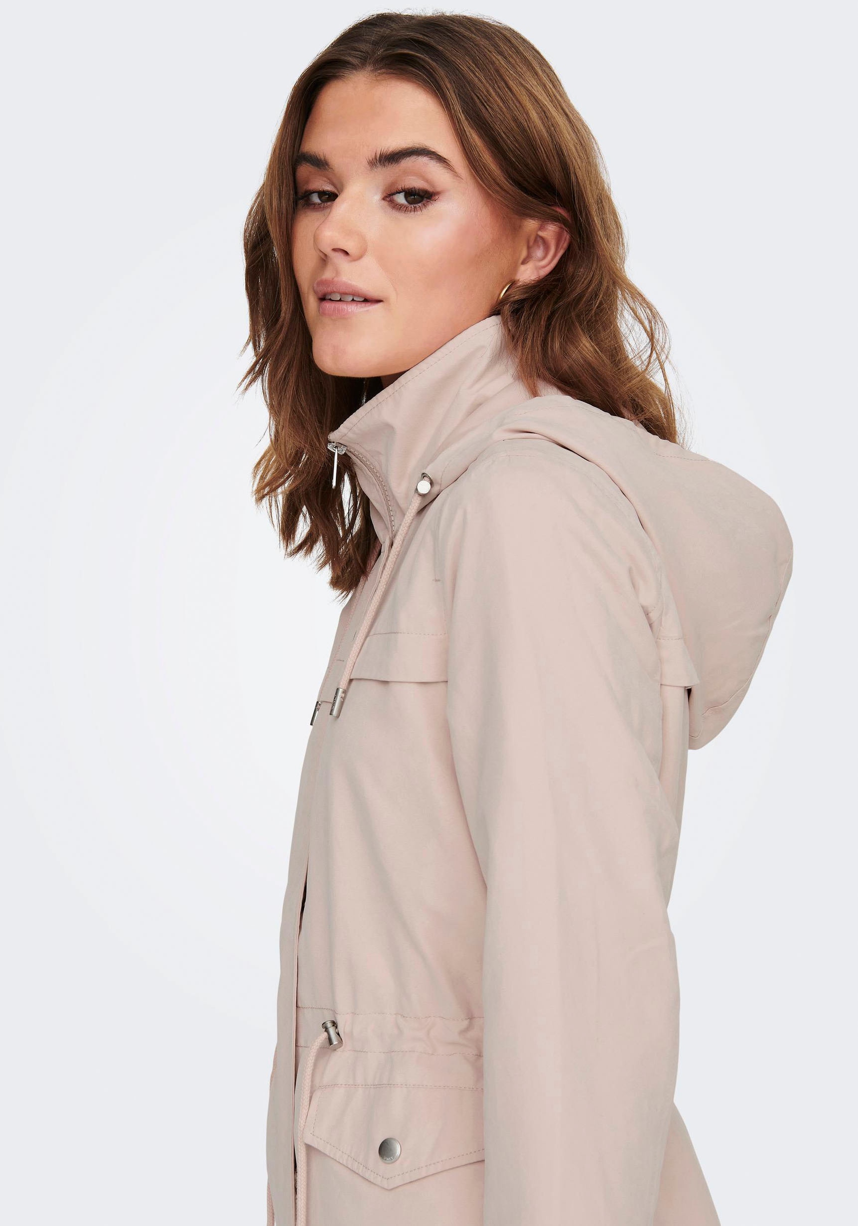ONLY Parka »ONLNEWSTARLINE SPRING JACKET CC OTW« mit Kapuze mit durchgehendem und verdecktem Reißverschluss