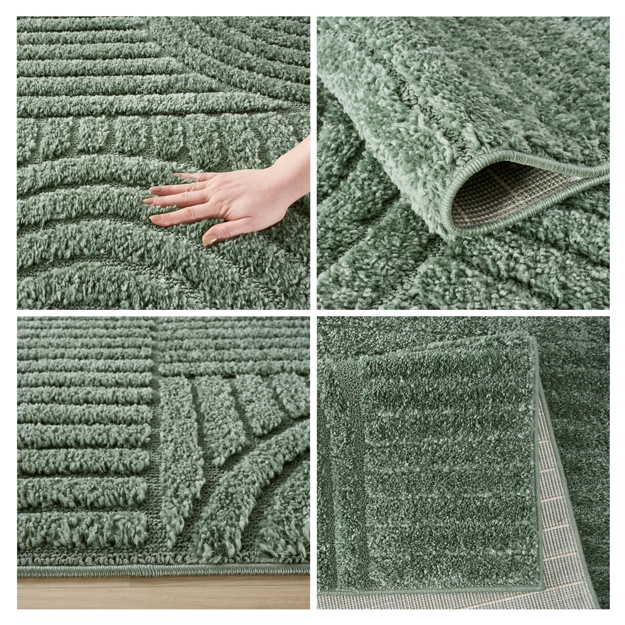 OTTO home Teppich »Jonne, Boho-Design, Scandi, Designteppich« rechteckig 20 mm Höhe Hoch-Tief, 3D Optik, skandinavischer Stil, Wohnzimmer, Schlafzimmer