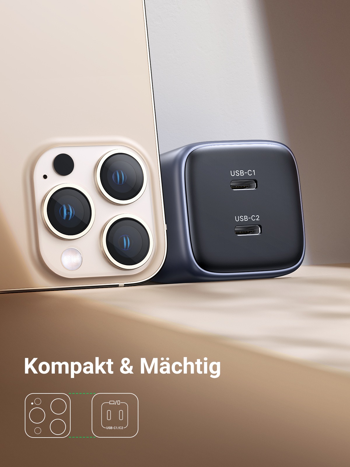 UGREEN Schnelllade-Gerät »Nexode 45W Dual USB-C PD Charger (25W+20W) CD294«