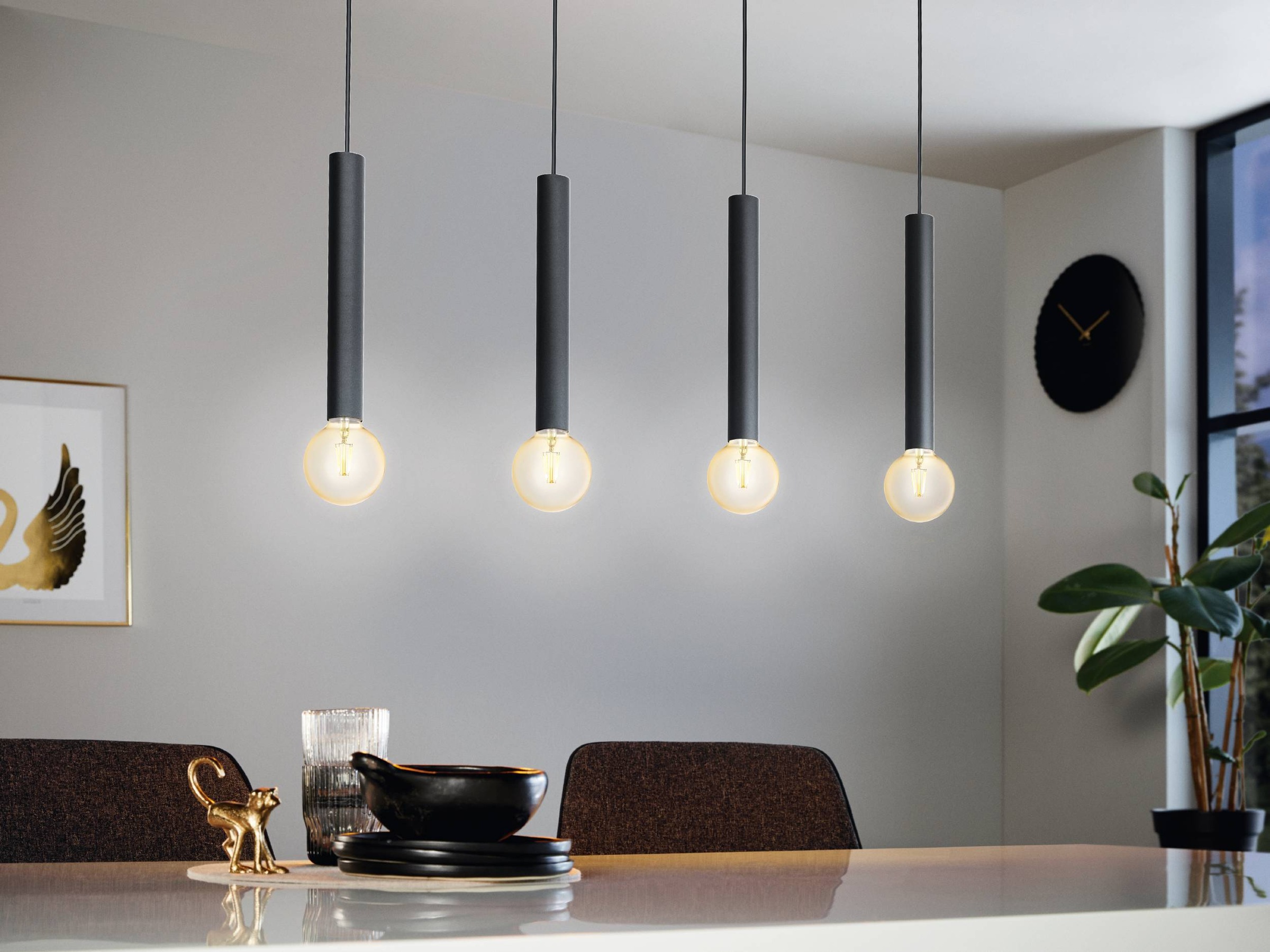EGLO Hängeleuchte »Cortenova Pendelleuchte, Industrial, Esstischlampe, Hängelampe, E27« E27 1 Stk. Hängeleuchte - L84 x B6 x H110 cm - schwarz - 4X60W exkl.