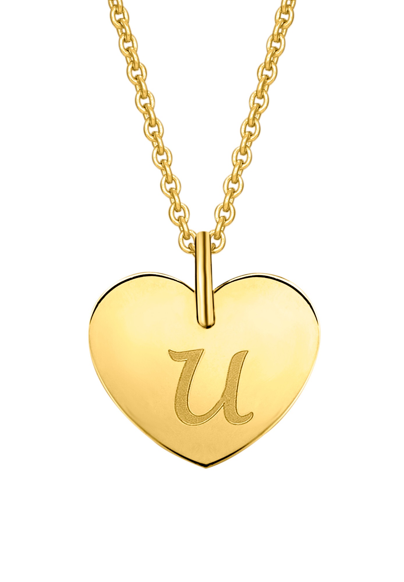 ONE ELEMENT Kette und Anhänger Set »Schmuckset - Set mit Halskette Herz mit Gravur U Buchstaben Anhänger aus 333 Gelbgold«
