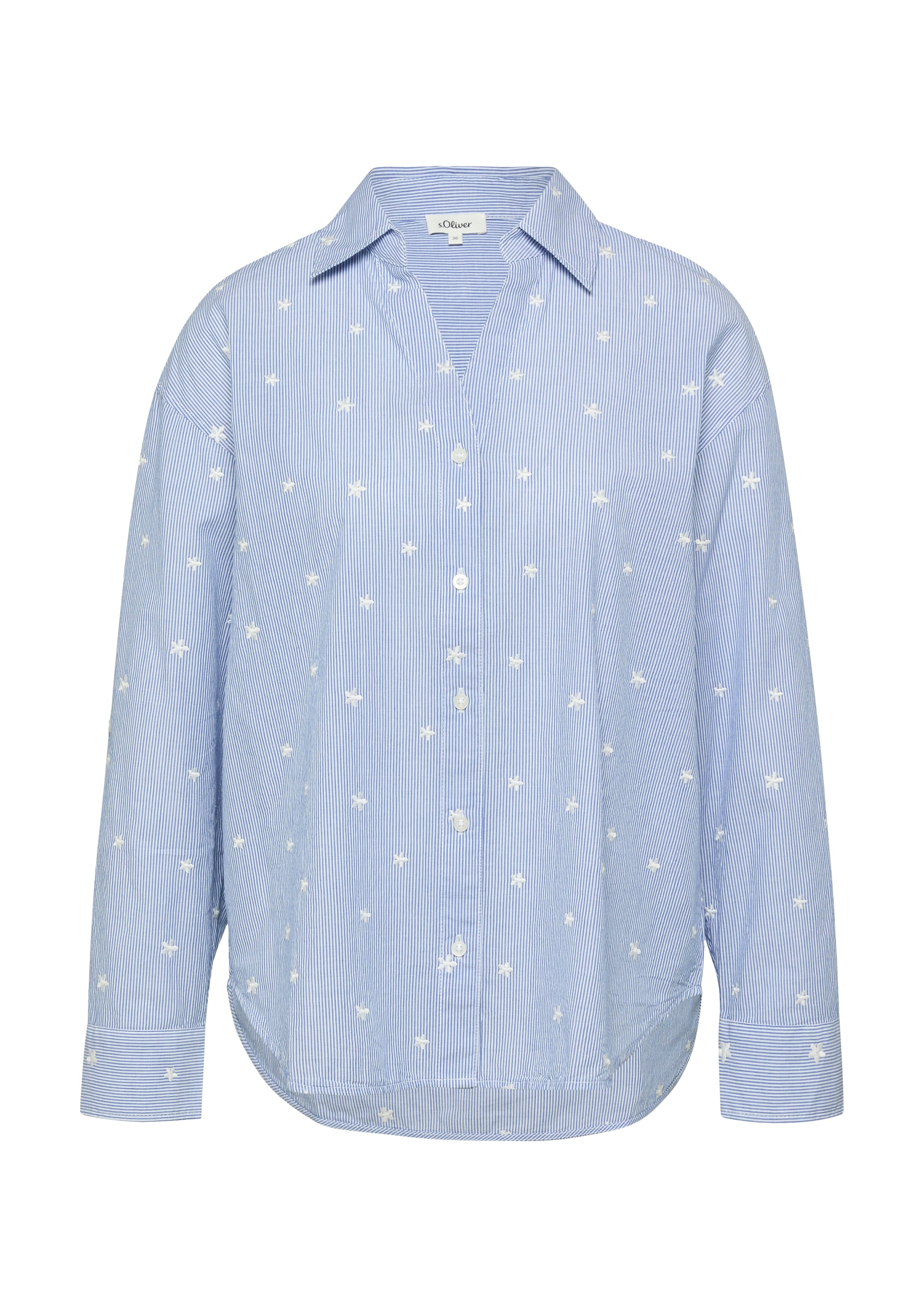 s.Oliver Langarmbluse im Streifen-Look und mit Allover-Stickereien