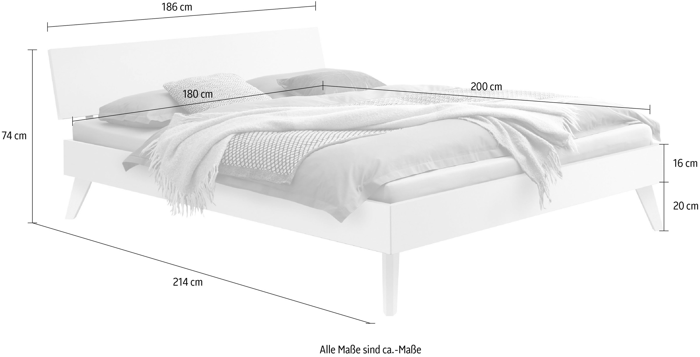 HASENA Massivholzbett »Ancona«, Fußhöhe 20 cm