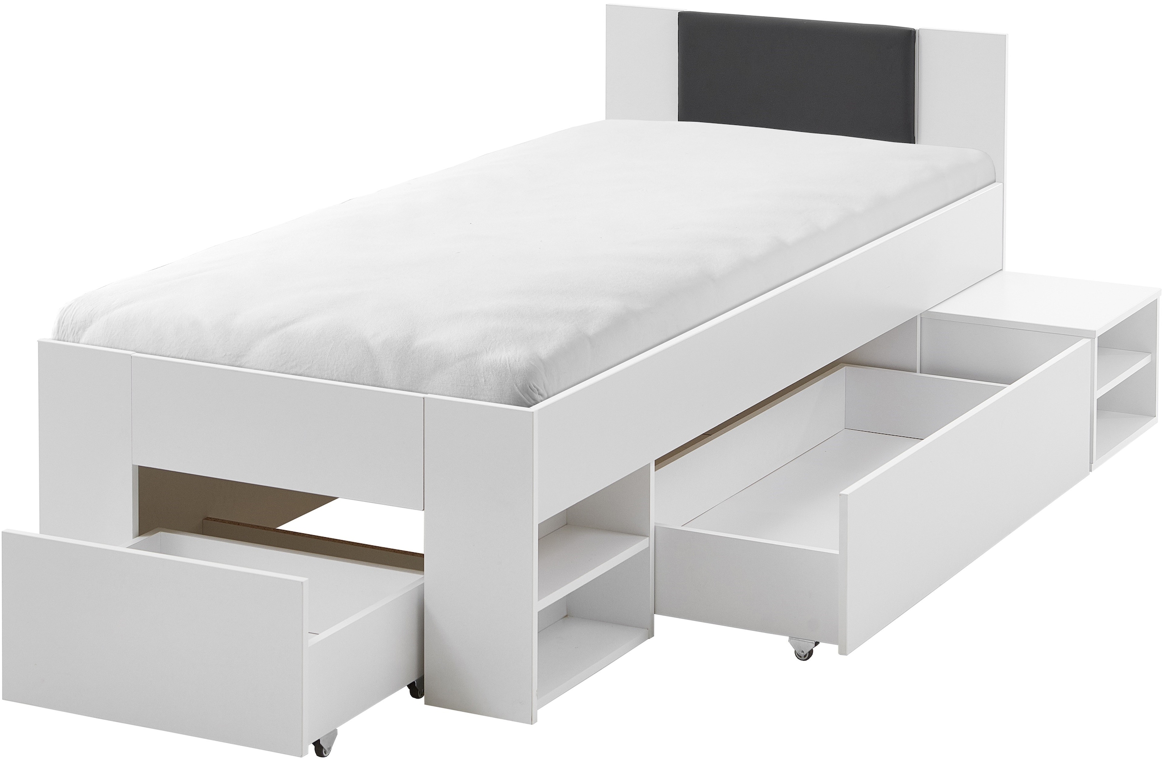 Relita Stauraumbett »Stefan mit großen Schubladen u. Nako auf Rollen, inkl. Latten« mit komfortabler Liegehöhe, in 2 Breiten und 2 Farben erhältlich