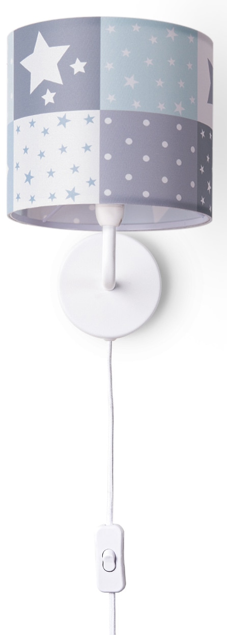 Paco Home Wandleuchte »Cosmo 345«, 1 flammig, Leuchtmittel E14 | ohne Leuchtmittel, Kinderlampe Wandlampe Schalter Ø…18cm Sterne Punkte Kabellänge 3m E14