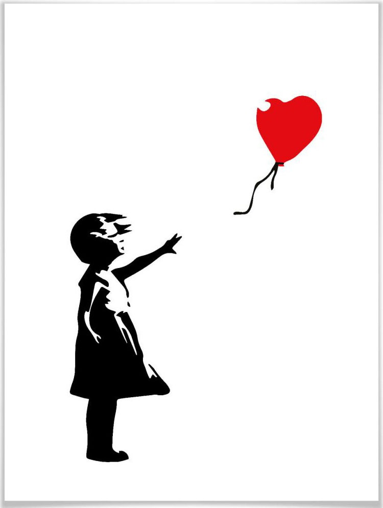 Wall-Art Poster »Graffiti Bilder Girl with the red balloon«, Menschen, (1 St.), Poster, Wandbild, Bild, Wandposter