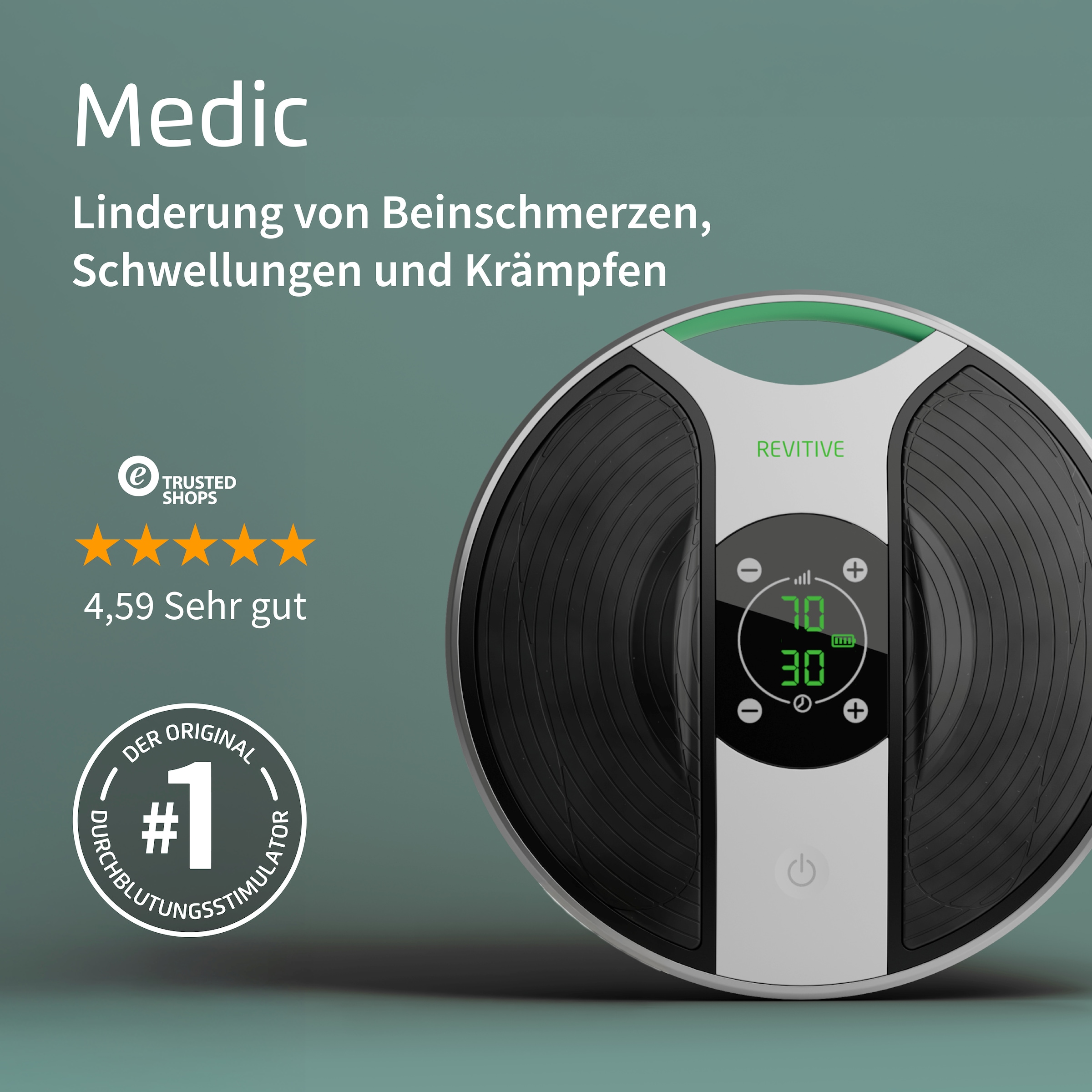 REVITIVE EMS-Gerät »Medic Durchblutungs-Stimulator« lindert Beinbeschwerden, Beinschmerzen, Schwellungen und Krämpfe
