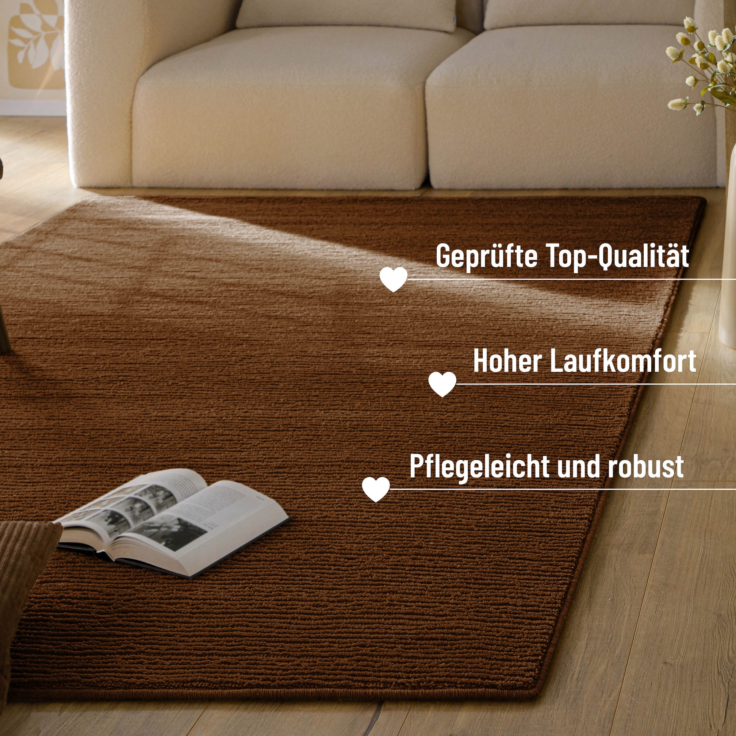 Wecon home Teppich »Castello ONE« rechteckig 7 mm Höhe Schurwolle, Kurzflor mit Hoch-Tief-Effekt, Wohnzimmer, Rautenmuster