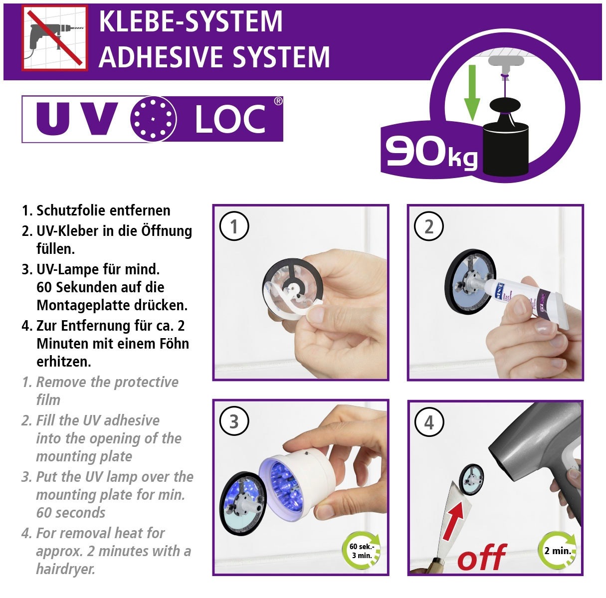 WENKO Handtuchstange »UV-Loc® Maribor«, befestigen ohne Bohren