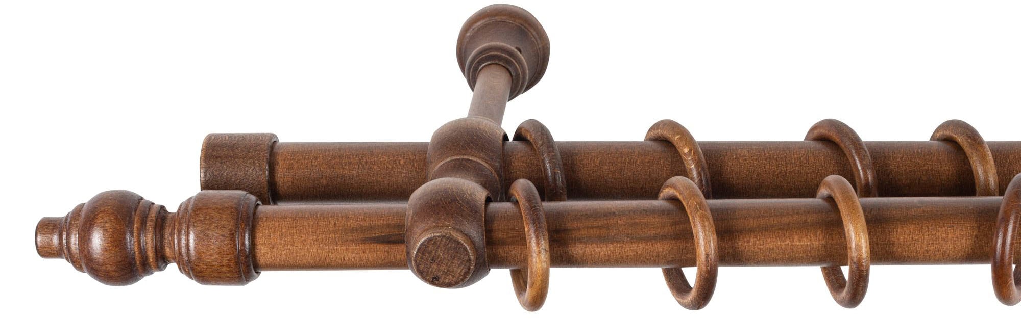 SN DECO GROUP Gardinenstange »Filigrano«, 2 läufig-läufig, Fixmaß, 28 mm, Holz, verschiedene Längen und Farben, Komplettset