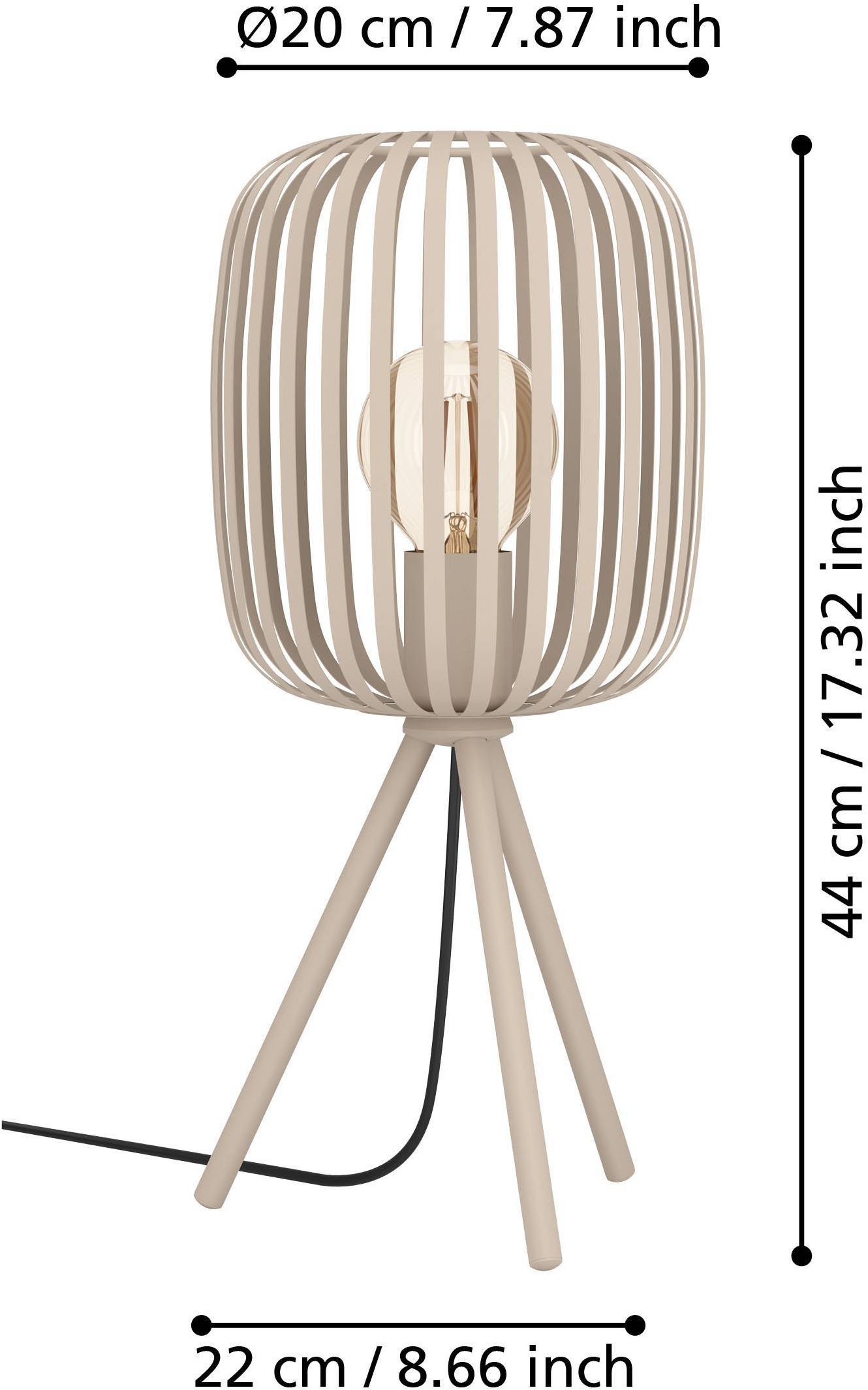 EGLO Tischleuchte »Tischleuchte ROMAZZINA, exkl. E27, Stahl, Tischlampe« E27 Stativ Nachtischlampe, 20x 20x43,5cm, Dreibein, Deko Schlafzimmer