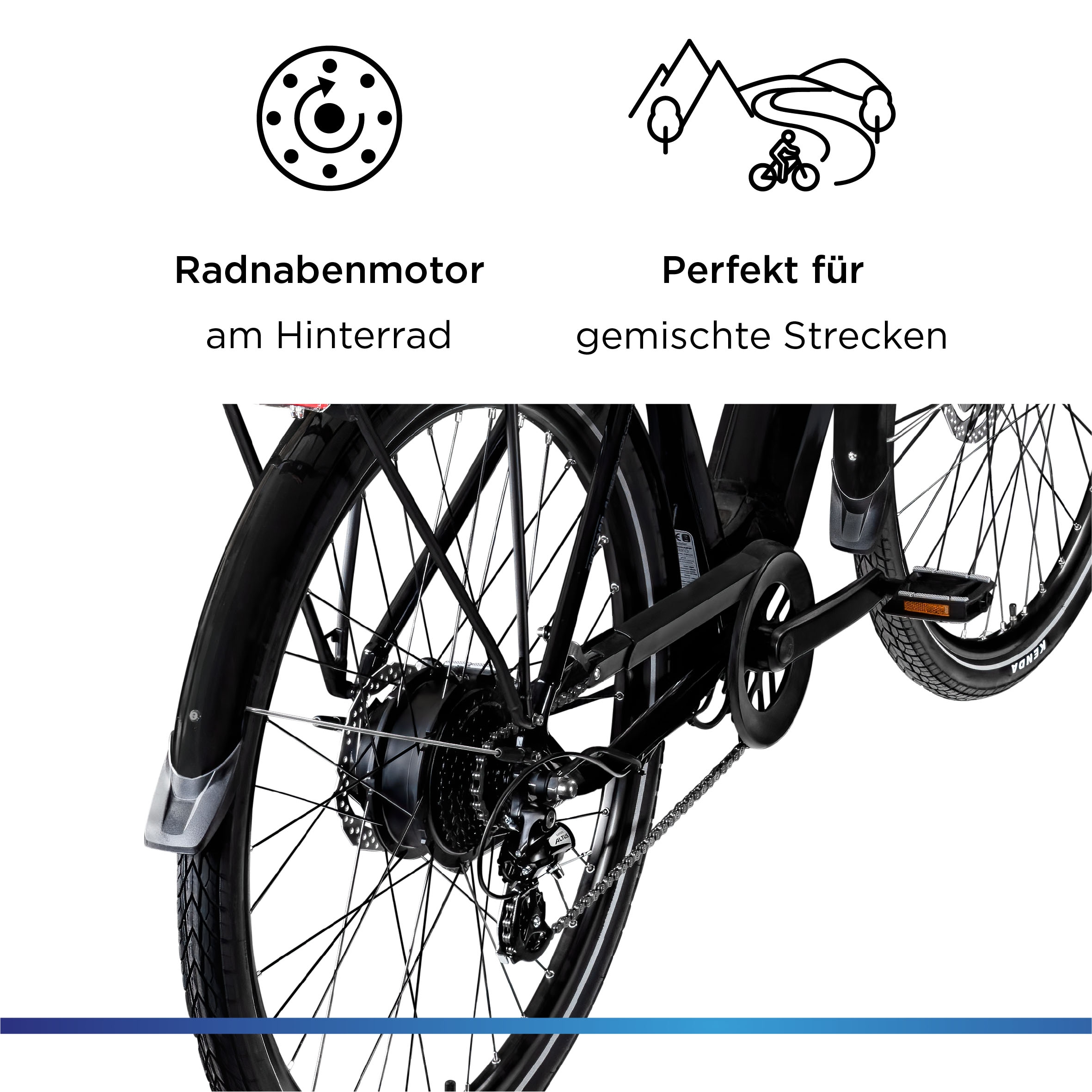 Zündapp »Z810« 24 Gang Shimano Altus RD-M310 Schaltwerk Kettenschaltung Heckmotor 250 W Pedelec, Elektrofahrrad für Herren