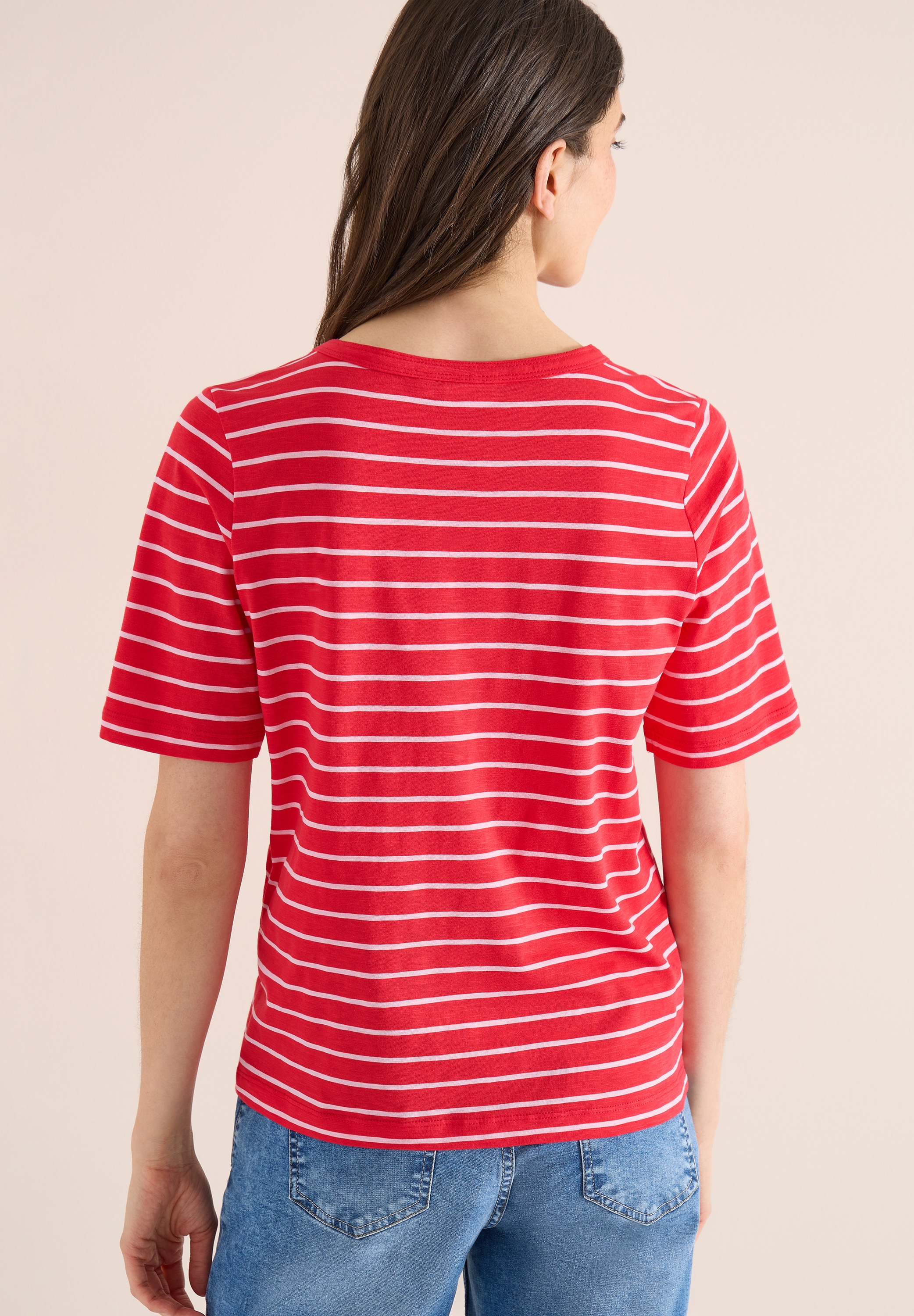 Cecil Rundhalsshirt Sommershirt im Streifen-Look