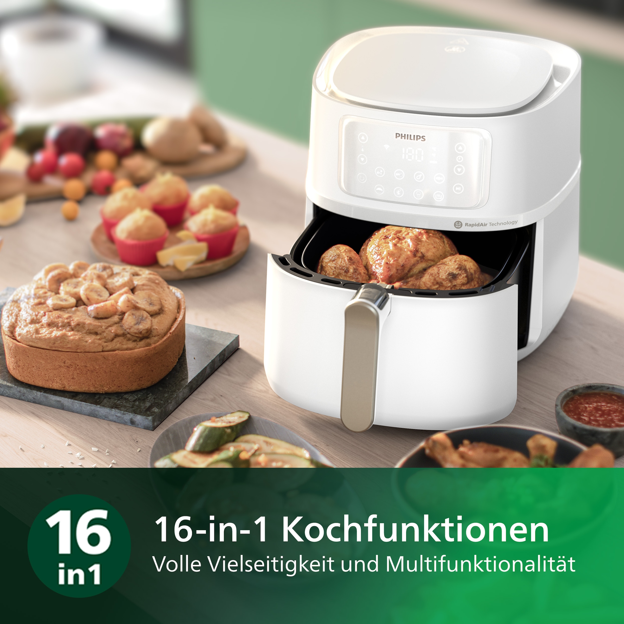 Philips Heißluftfritteuse »Airfryer XXL HD9285/90, 7,2 l«, 2000 W, mit 7 Voreinstellungen, WiFi Konnektivität und Warmhaltefunktion