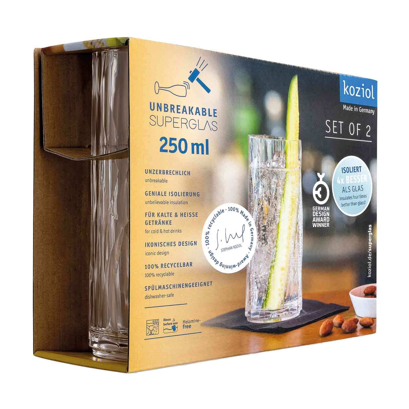 KOZIOL Glas »Longdrinkglas Superglas Club No. 3 250 ml 2er Set transparent«