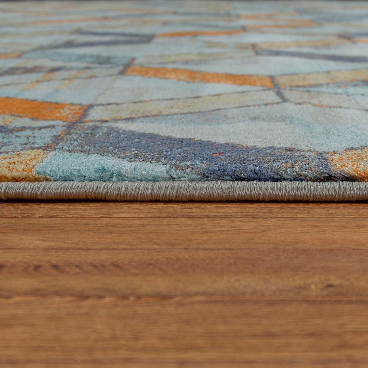 Paco Home Teppich »Jazz 701« rechteckig 14 mm Höhe Kurzflor, modernes geometrisches Design und Used-Look