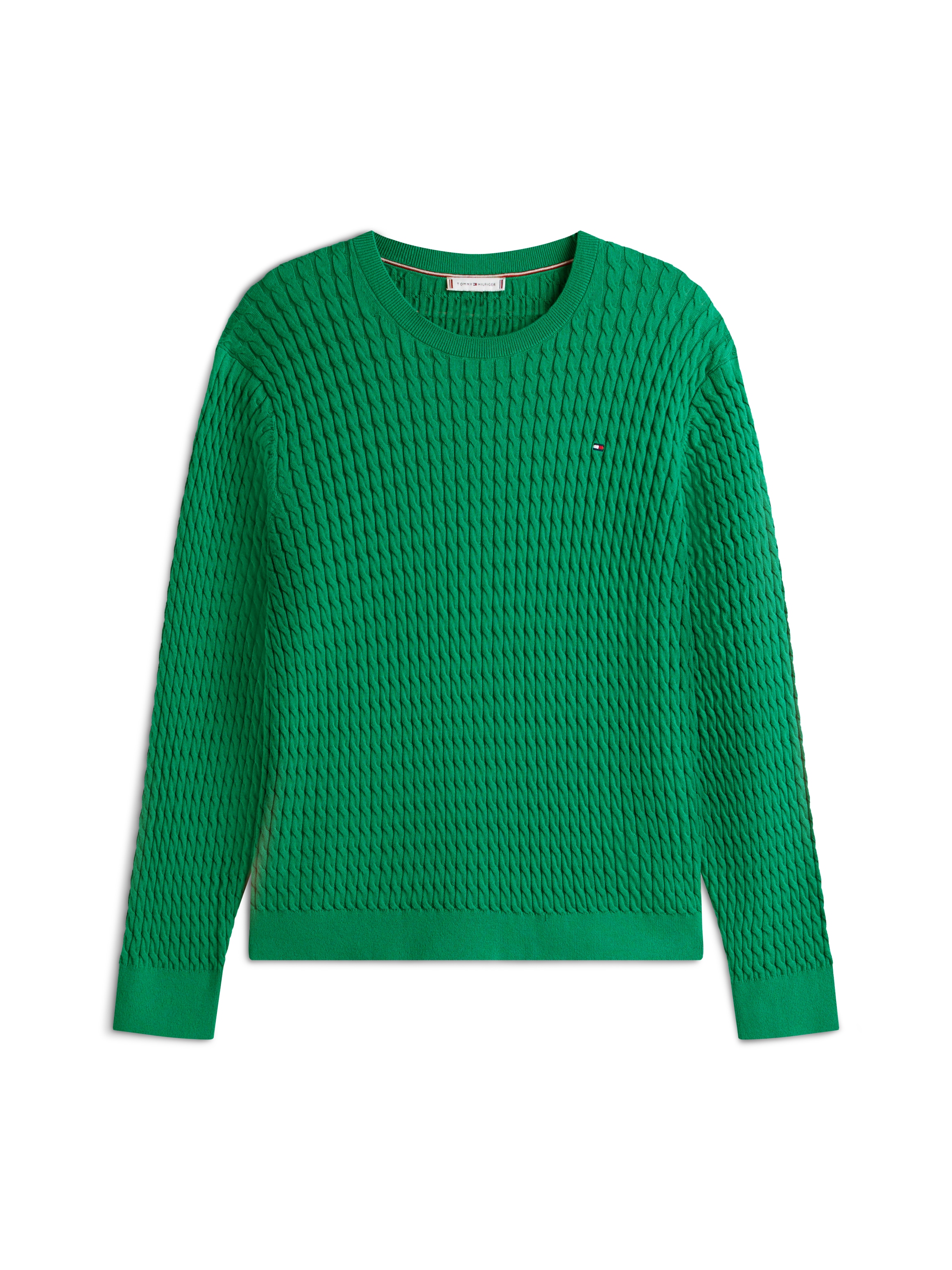 Tommy Hilfiger Curve Rundhalspullover »CRV CO CABLE FINE GG CNK SWEATER« in großen Größen, mit Zopfmuster