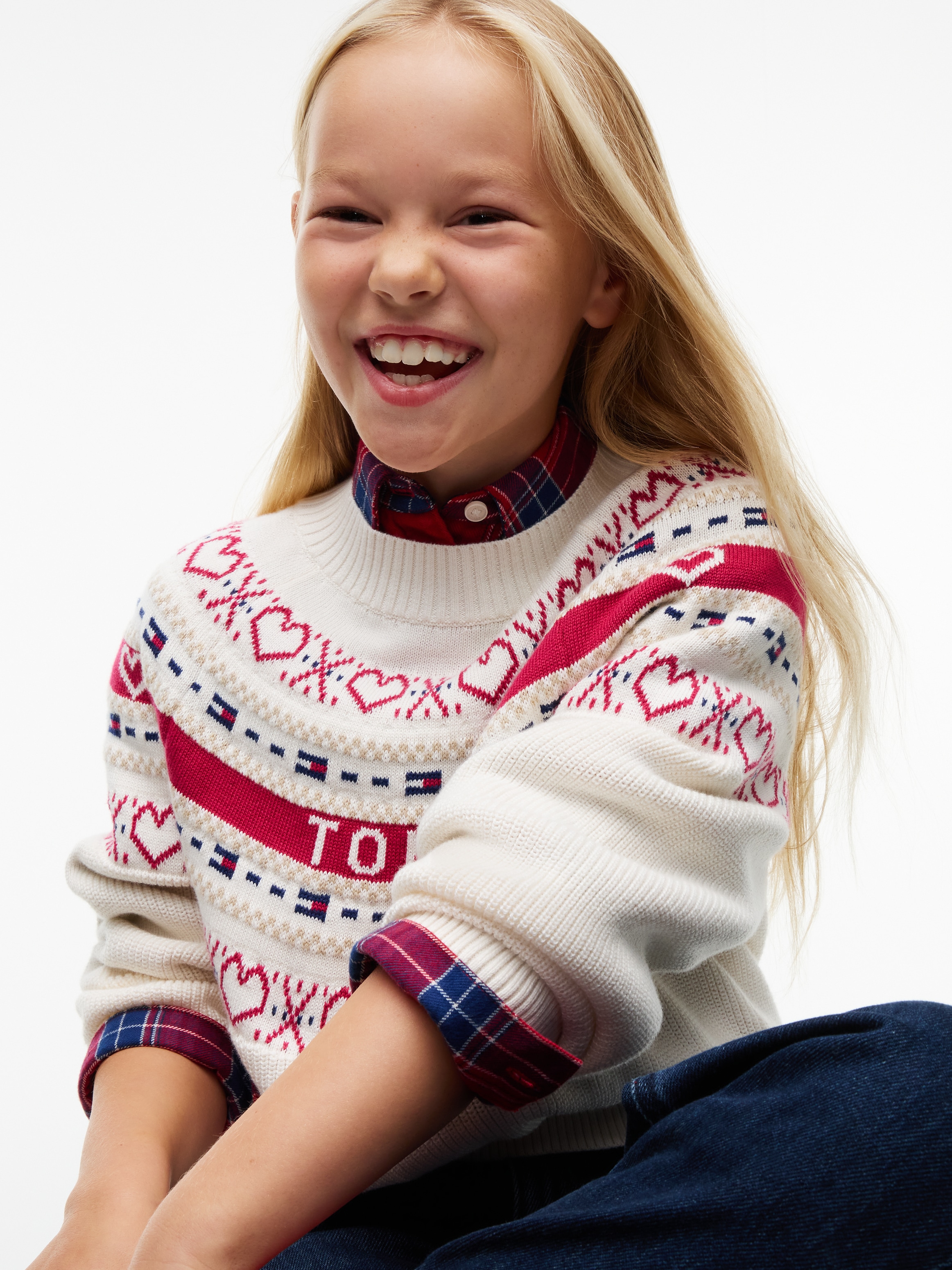 Tommy Hilfiger Strickpullover Intarsien-Strick, Regular Fit, Kinder bis 16 Jahre