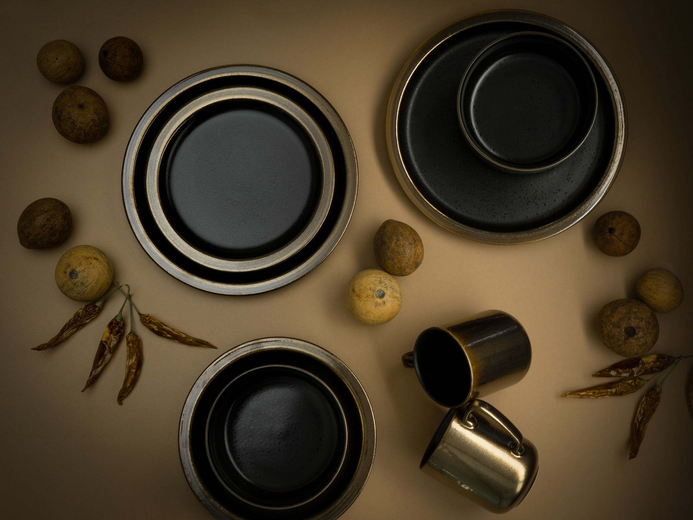 CreaTable Kombiservice »Modern Industrial«, (Set, 8 tlg., Kaffeeservice und Tafelservice im Set, für 2 Personen), Service, Spezialglasur, glänzende Sprenkel, 8 Teile, für 2 Personen