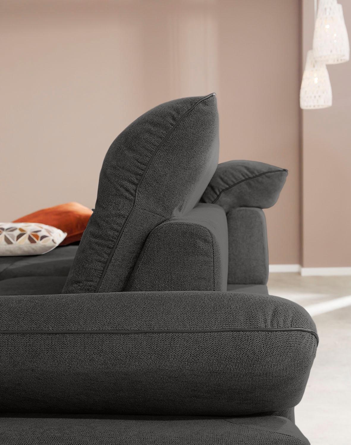 W.SCHILLIG Ecksofa »enjoy&MORE, Designsofa, elegant und bequem, L-Form«, Sitztiefenverstellung, Füße bronze pulverbeschichtet, Breite 294 cm
