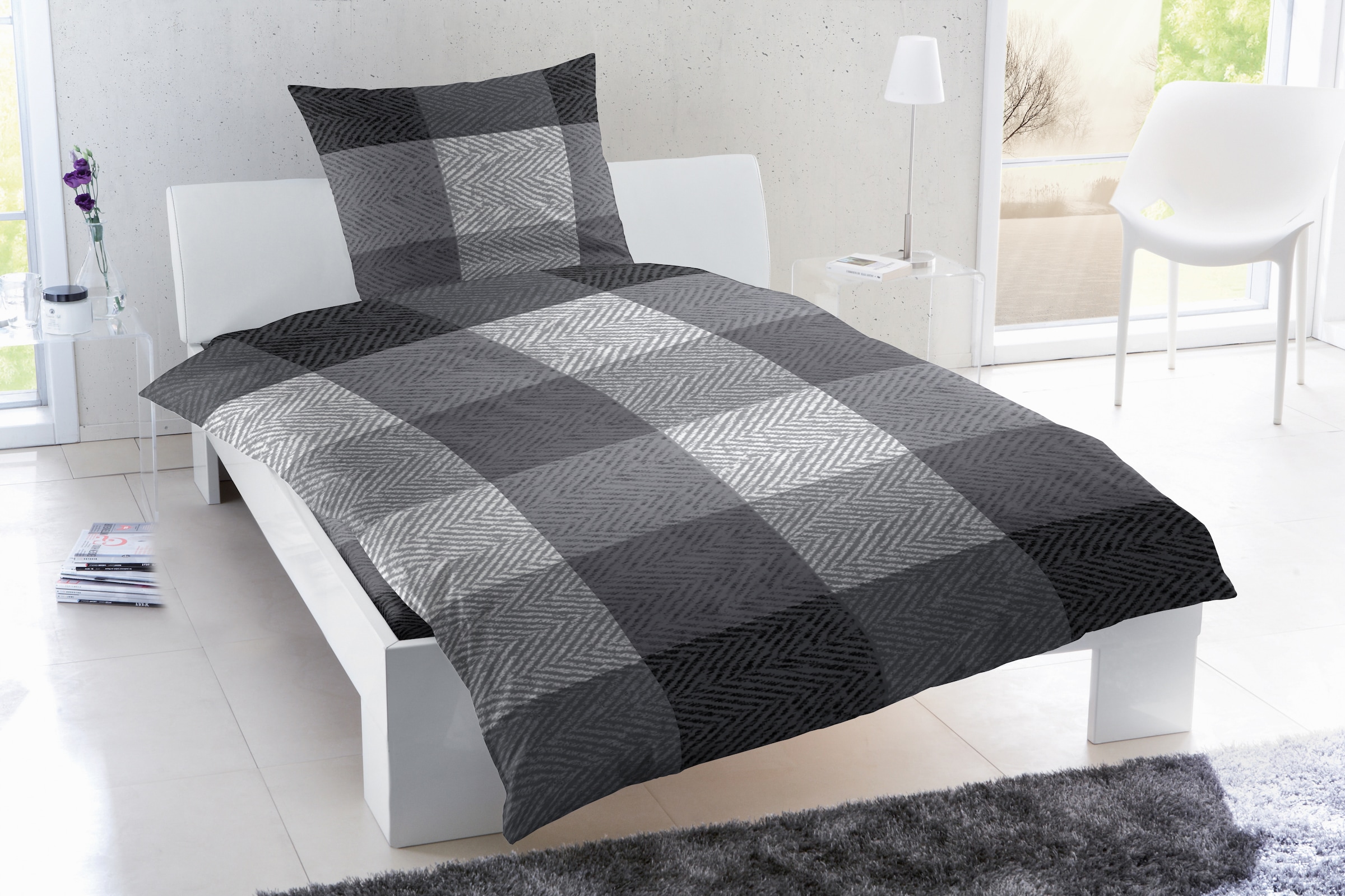 Primera Bettwäsche »Halbleinen-Bettwäsche« 3 tlg. mit Karomuster