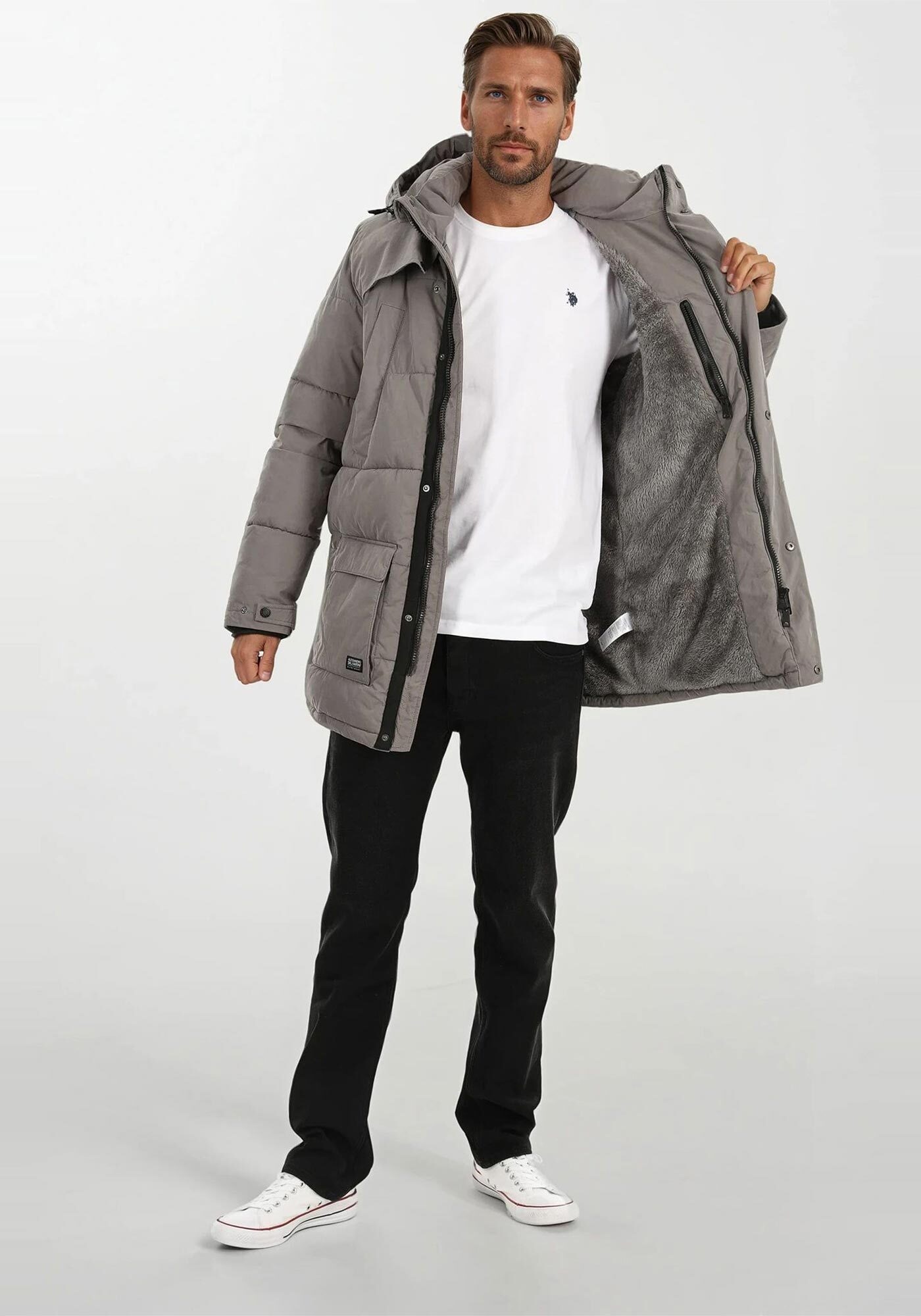 Alessandro Salvarini Winterjacke »A. Salvarini Herren Winterjacke lang mit Teddyfell gefüttert AS458«