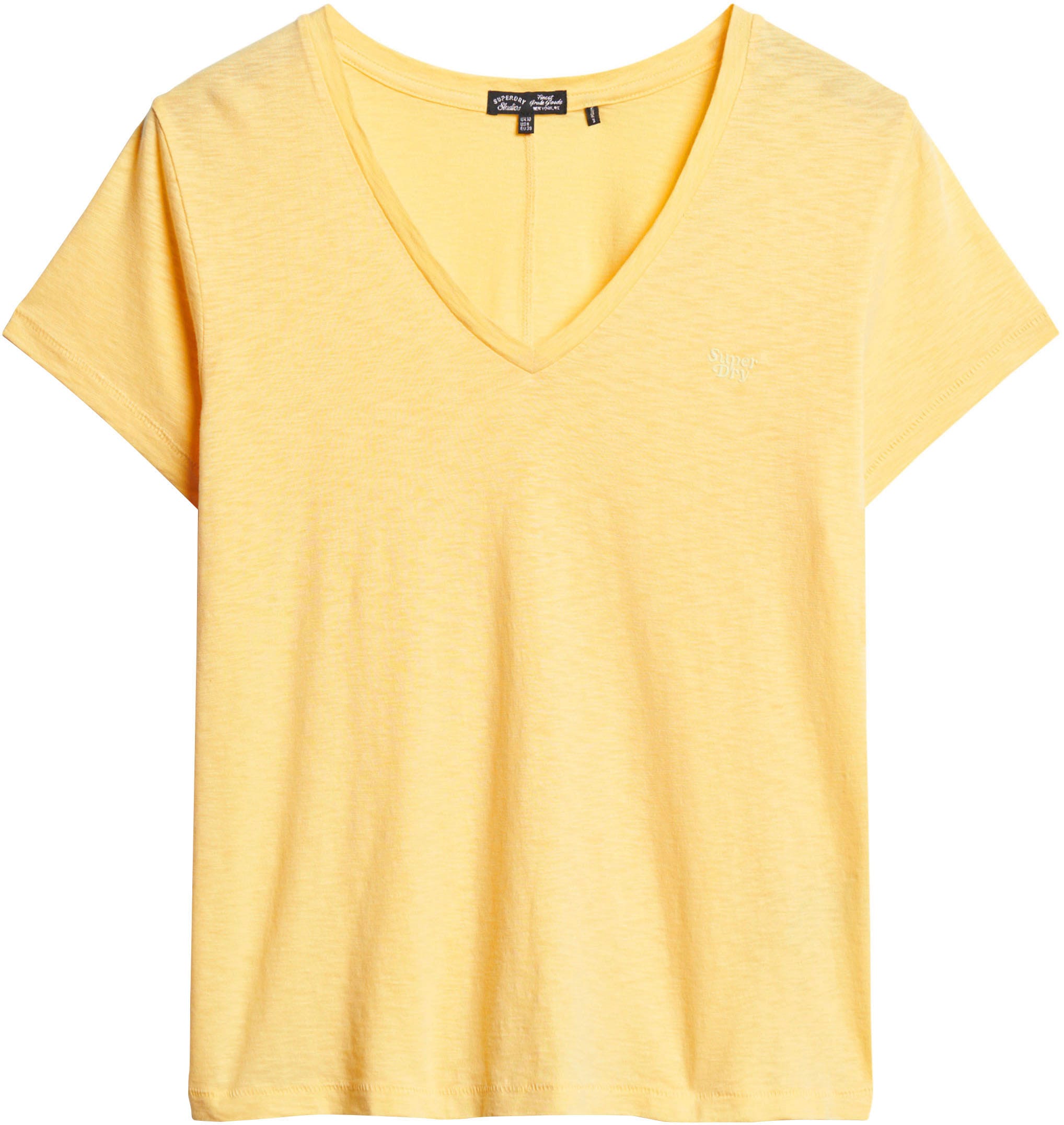 Superdry V-Shirt »STUDIOS SLUB EMB VEE TEE«, strukturiertes T-Shirt mit V-Ausschnitt und Stickerei