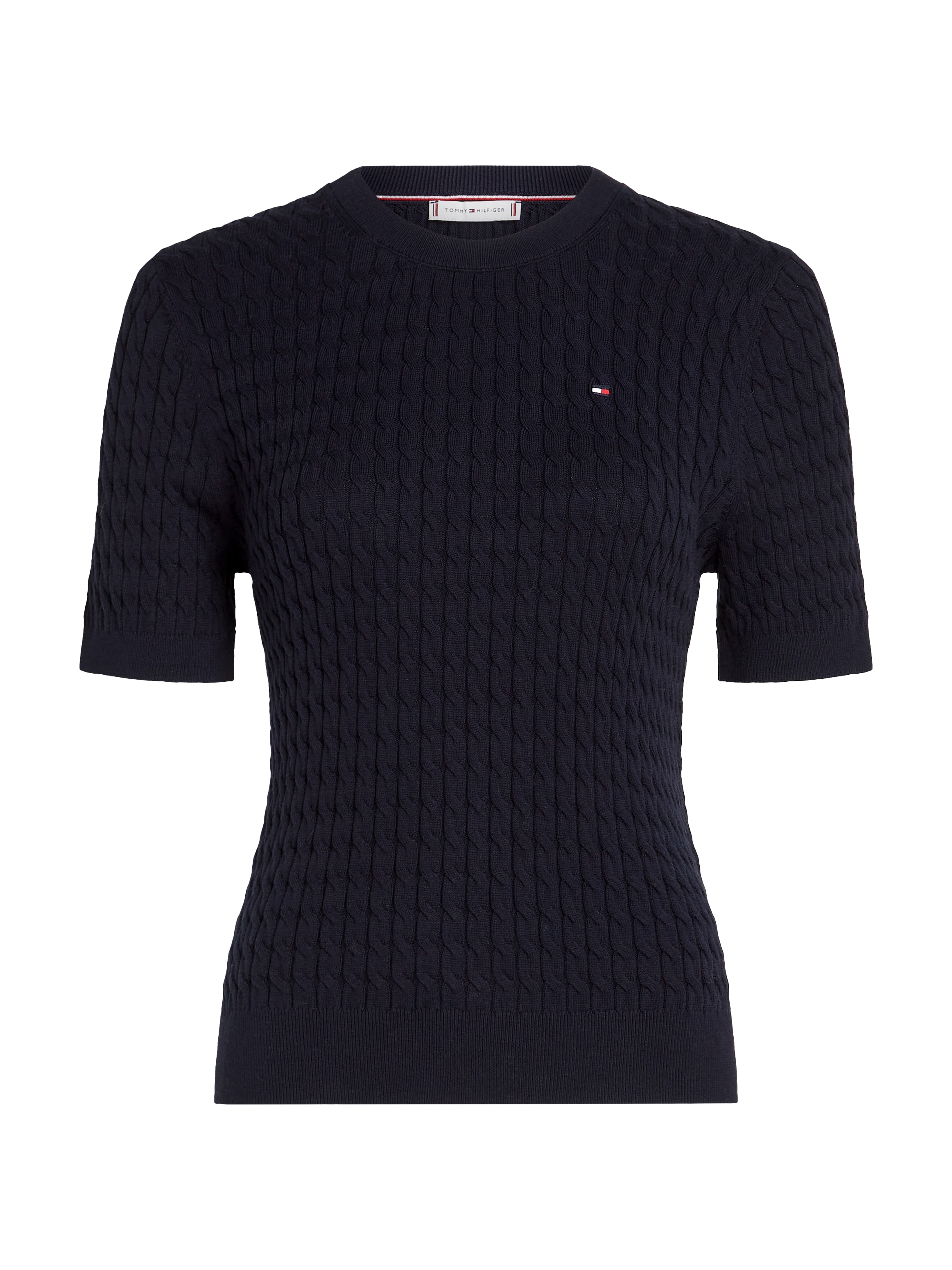 Tommy Hilfiger Curve Rundhalspullover »CRV CO CABLE C-NK SS SWT«, Große Größen