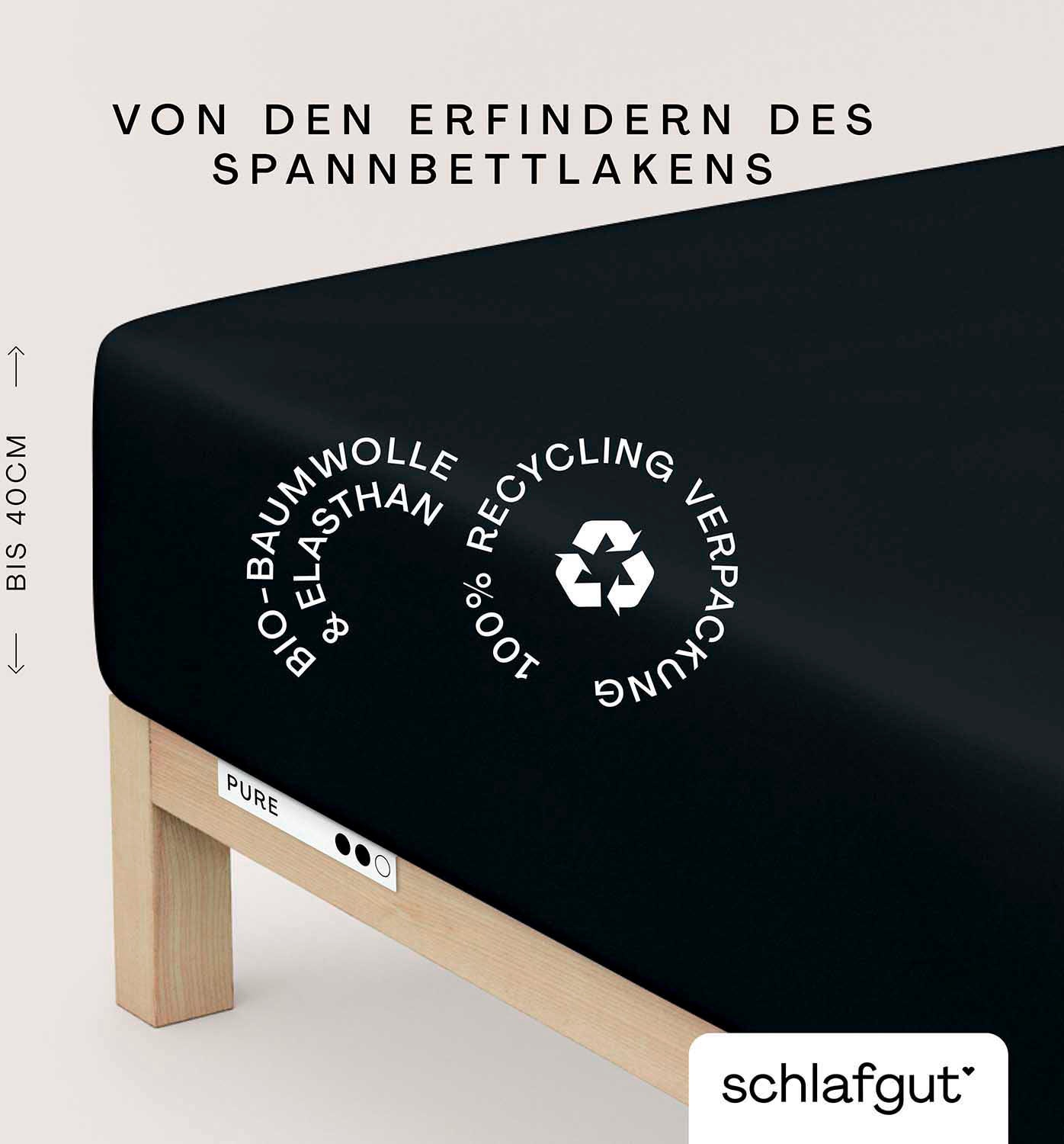 Schlafgut Spannbettlaken »PURE BOXSPRING Bio-Baumwolle mit Elasthan, 170 g/m², Bettlaken« PREMIUM Boxspringbett Laken bis 40 cm Höhe, dehnbar blickdicht, straff