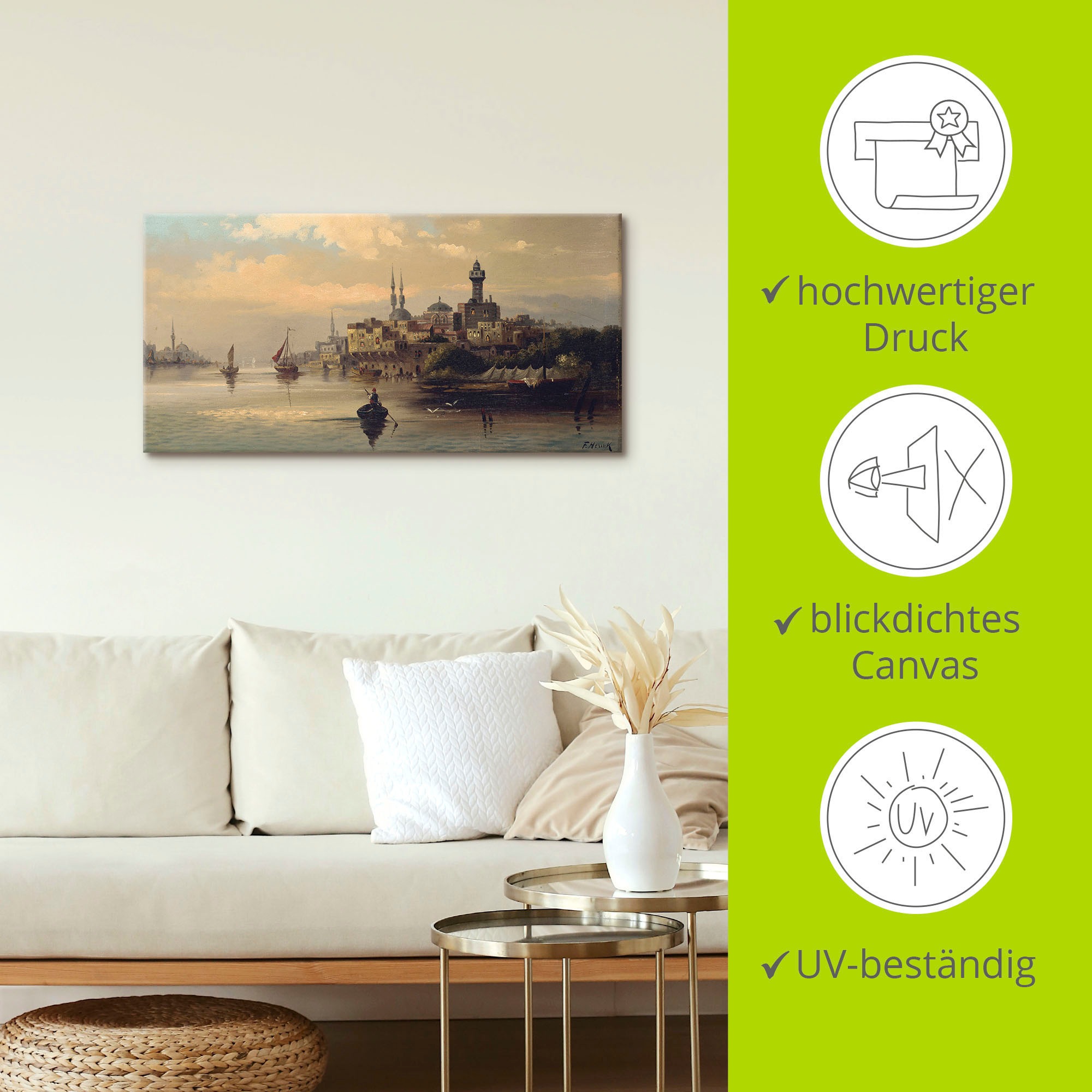 Artland Wandbild »Kauffahrtsschiffe auf Bosporus, Istanbul«, Gewässer, (1 St.), als Leinwandbild, Poster, Wandaufkleber in verschied. Größen