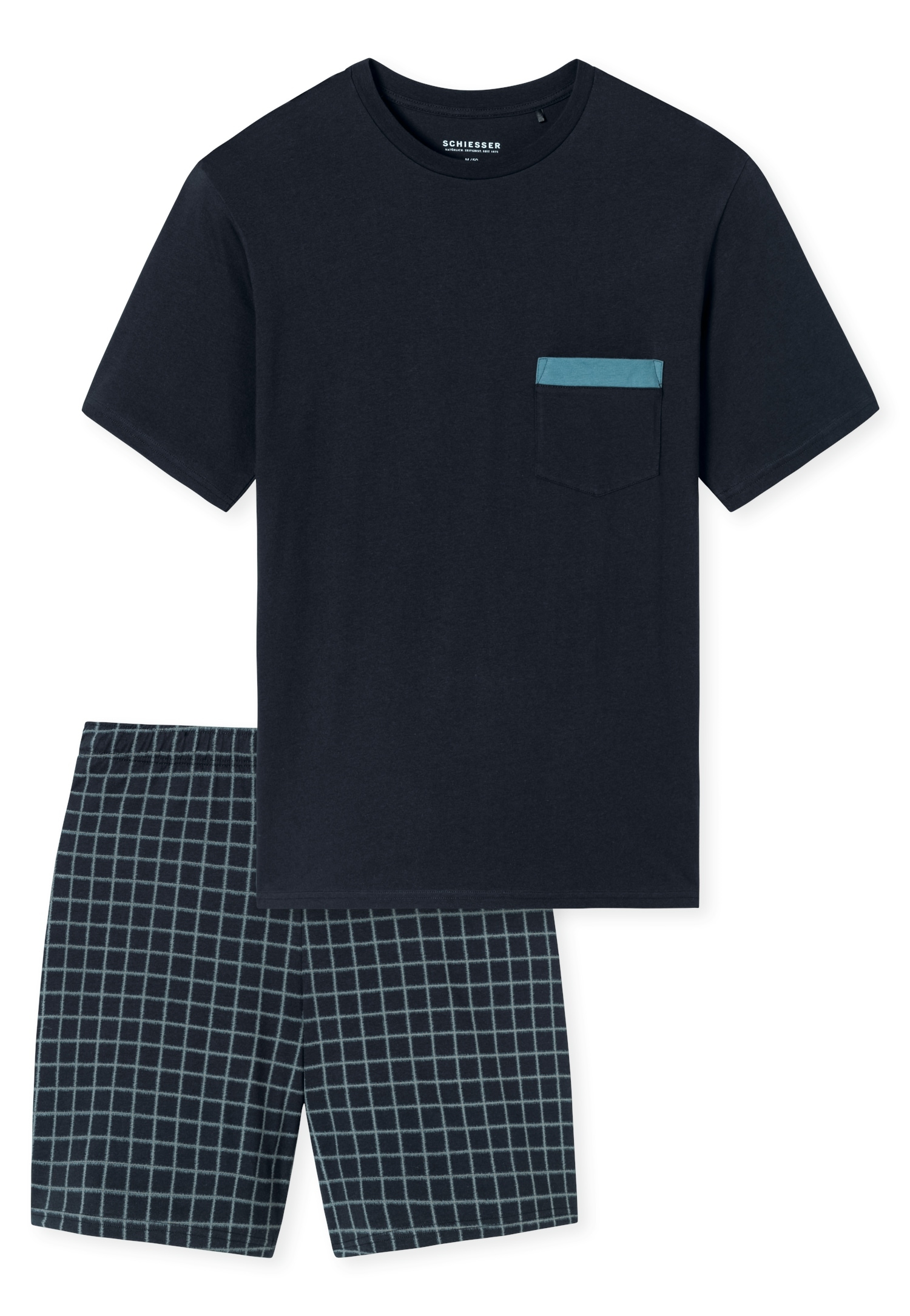Schiesser Shorty »"Comfort Nightwear"«, (2 tlg.), mit aufgesetzter Brusttasche samt Zierstreifen