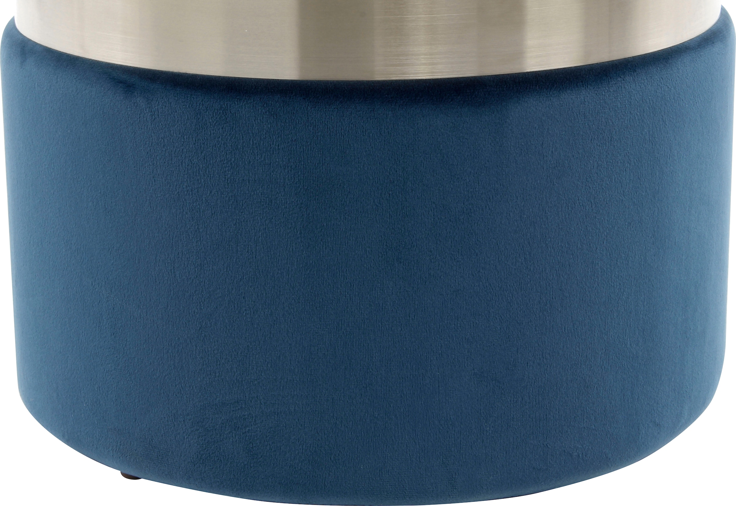 Kayoom Stauraumhocker »Hocker Zora 125 2er-Set, samtweicher Stoffbezug,runde elegante Form« Set, 2 Stk. tlg. edles Design mit Metallring, gepolstert, mit Stauraum