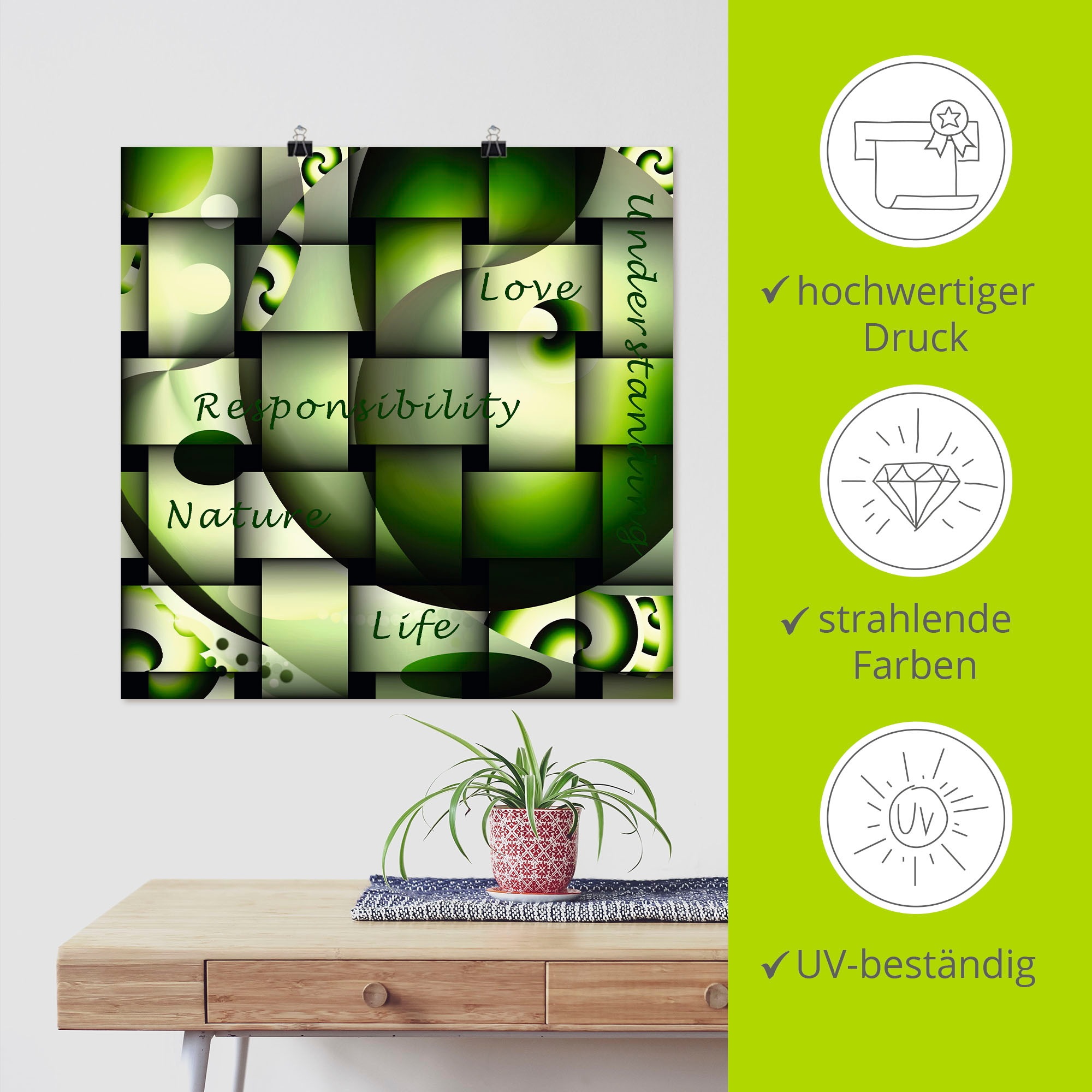 Artland Poster »Wortbild Verantwortung«, Motivationsbilder, (1 St.), als Alubild, Leinwandbild, Wandaufkleber oder Poster in versch. Größen