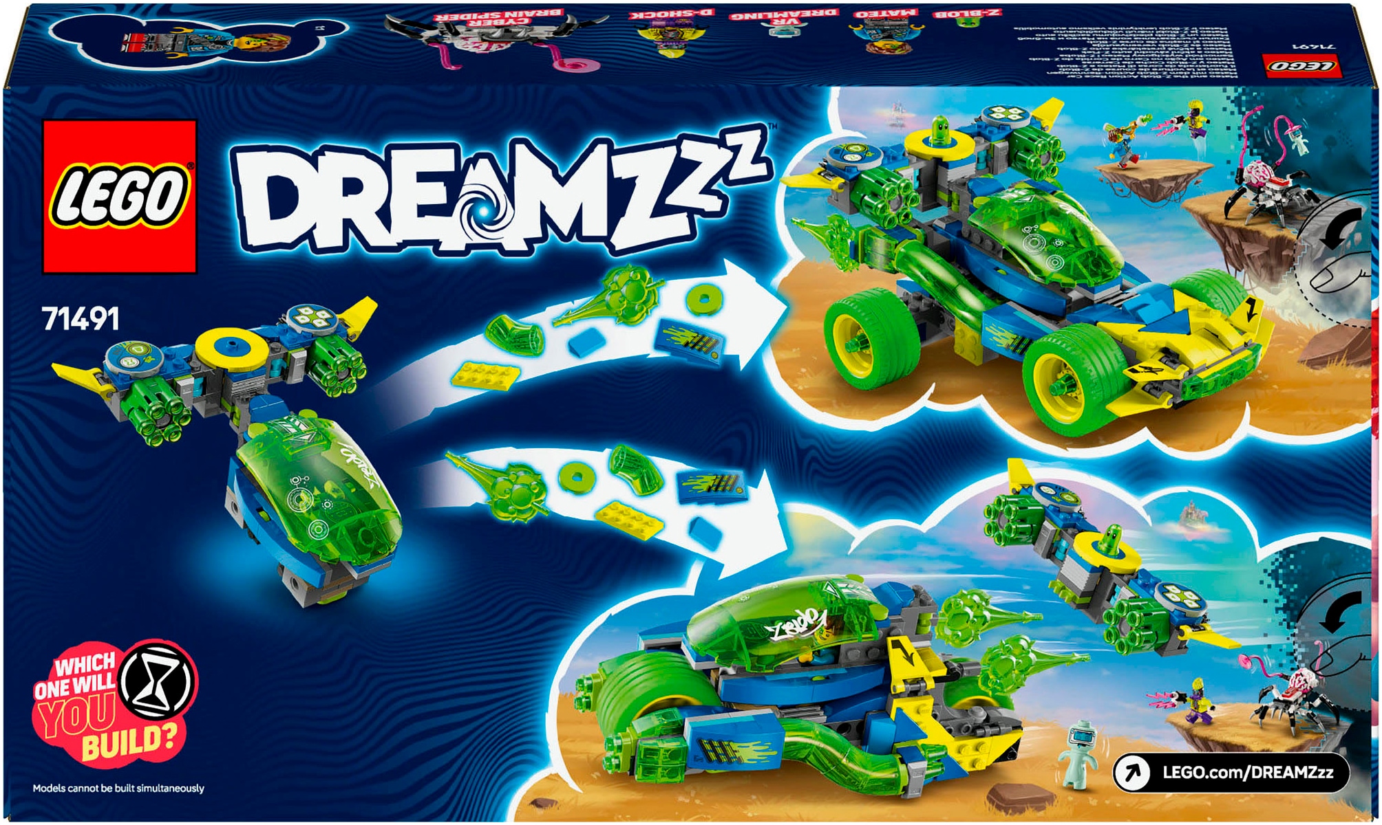 LEGO® Konstruktionsspielsteine »Mateo mit dem Z-Blob Action-Rennwagen (71491), LEGO DREAMZzz«, (485 St.), Made in Europe