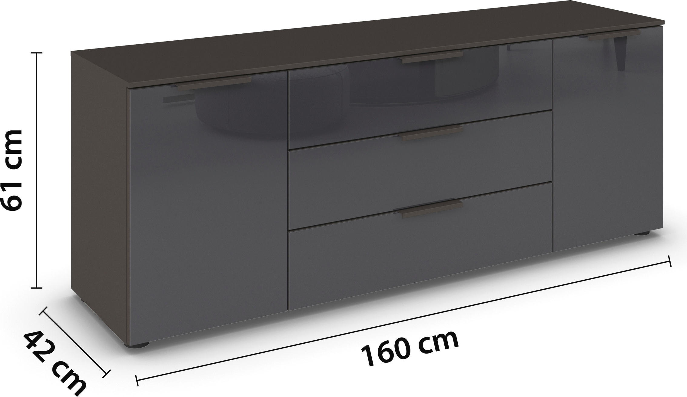 rauch Schubkastenkommode »Kommode Türkommode Sideboard Kombikommode FLIPP mit Glasfront« Breite 160 cm mit 2 Einlegeböden,  2-türig mit 3 Schubladen und Soft-Close-Funktion sowie Glasfront