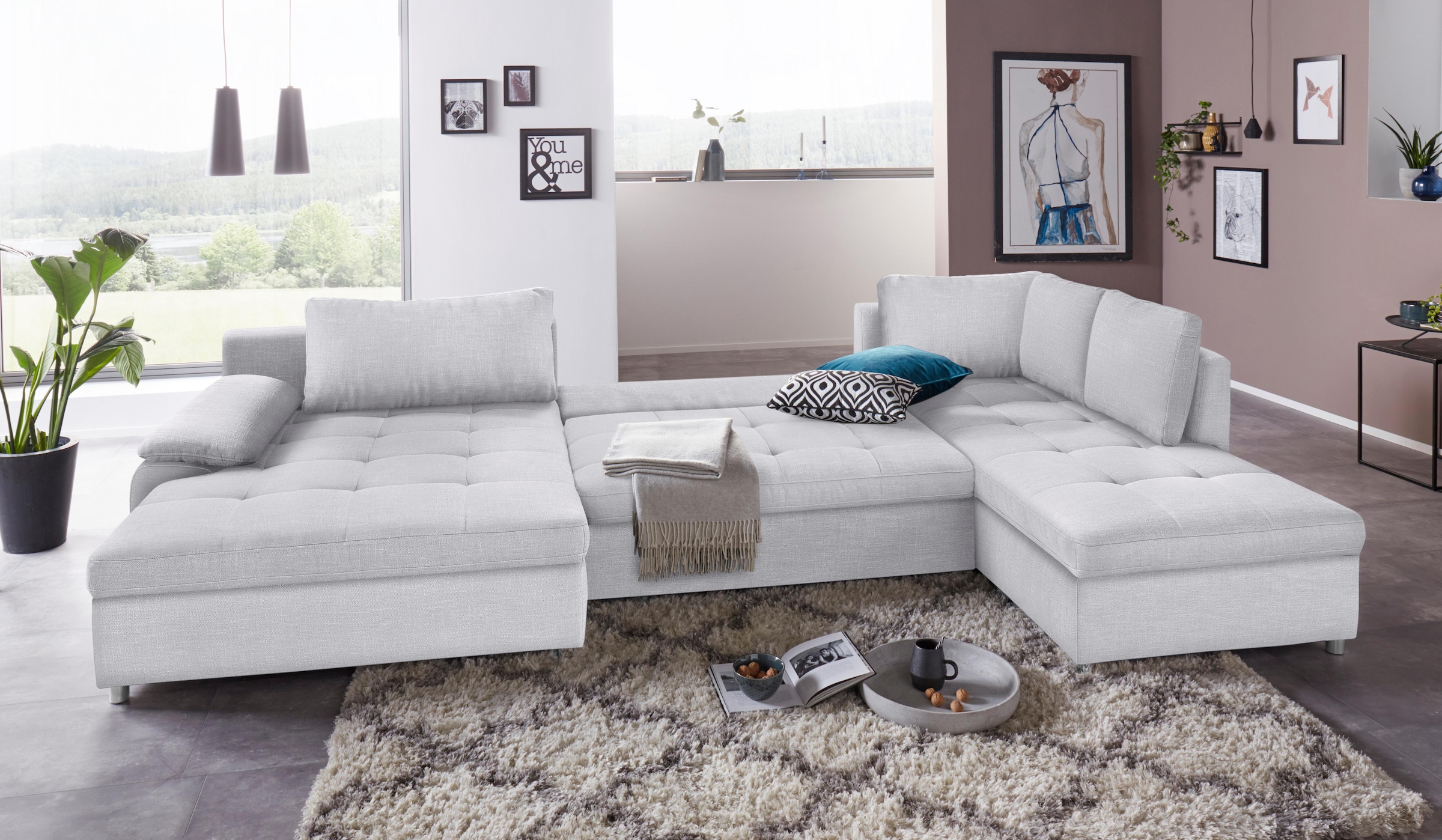 sit&more Wohnlandschaft »Labene U-Form«, wahlweise mit Bettfunktion und Bettkasten