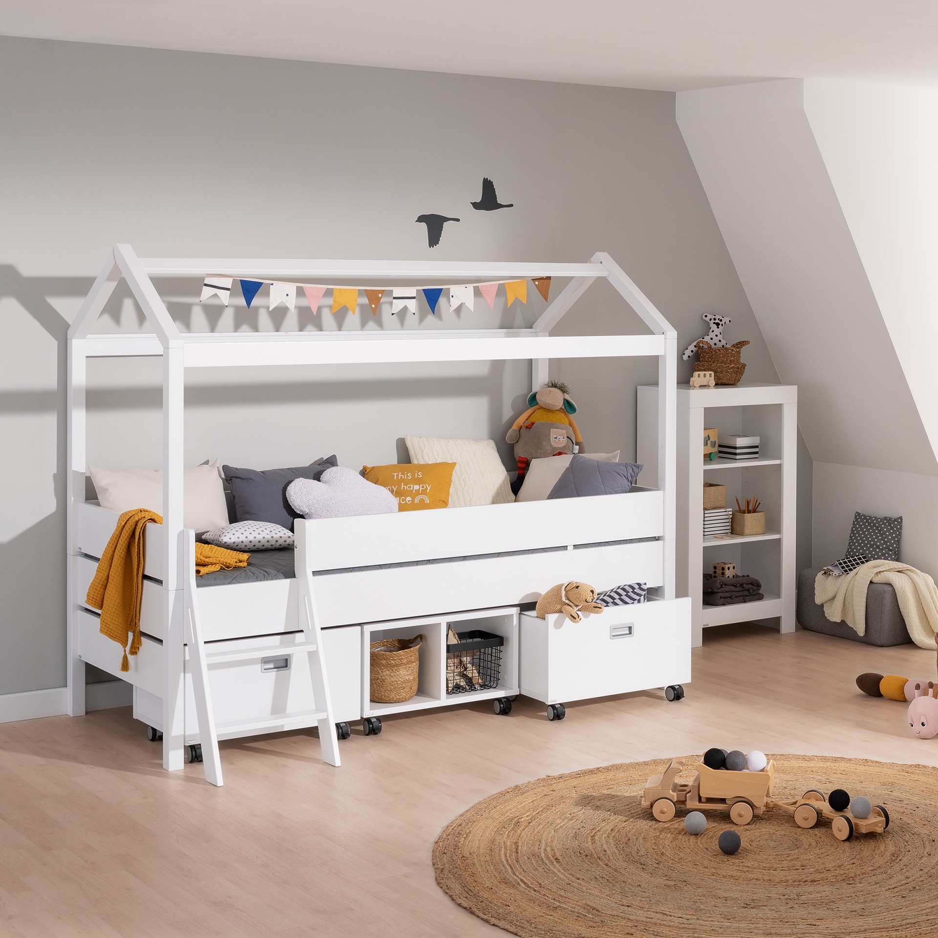 PAIDI Hausbett »TINY HOUSE«, mit Rausfallschutz, individuell gestaltbar, hochwertig verarbeitet