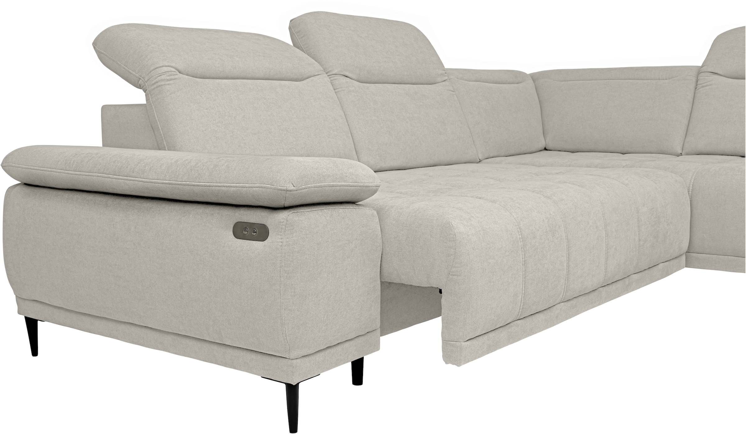 WERK2 Ecksofa »Focus-L 204 cm breit inkl. Komfortfunktionen, bodenfrei« Luxus-Microfaser, L-Form, elektrische Sitztiefenverstellung