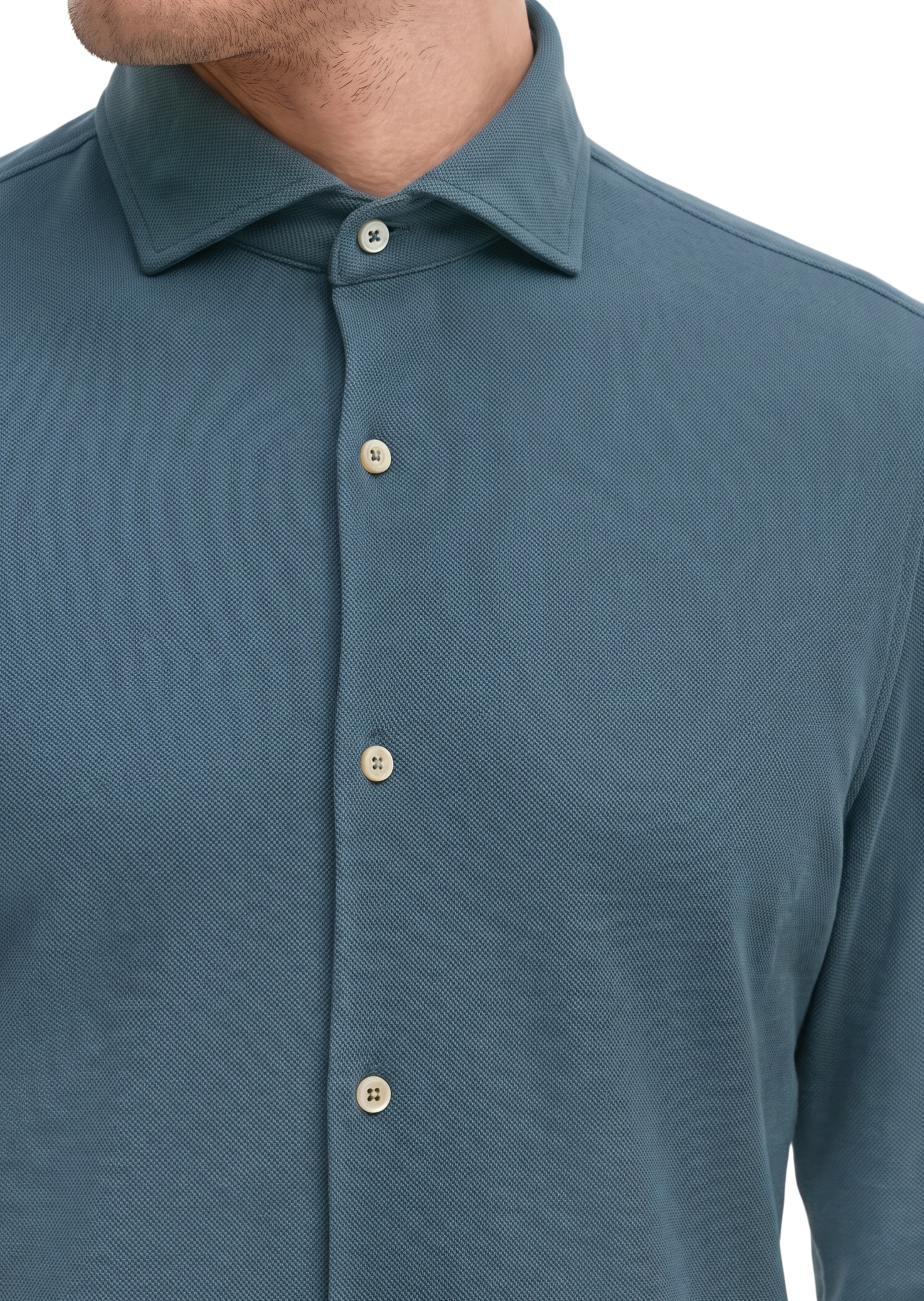 Marc O'Polo Langarmhemd Shaped Fit, mit feiner Piqué-Struktur