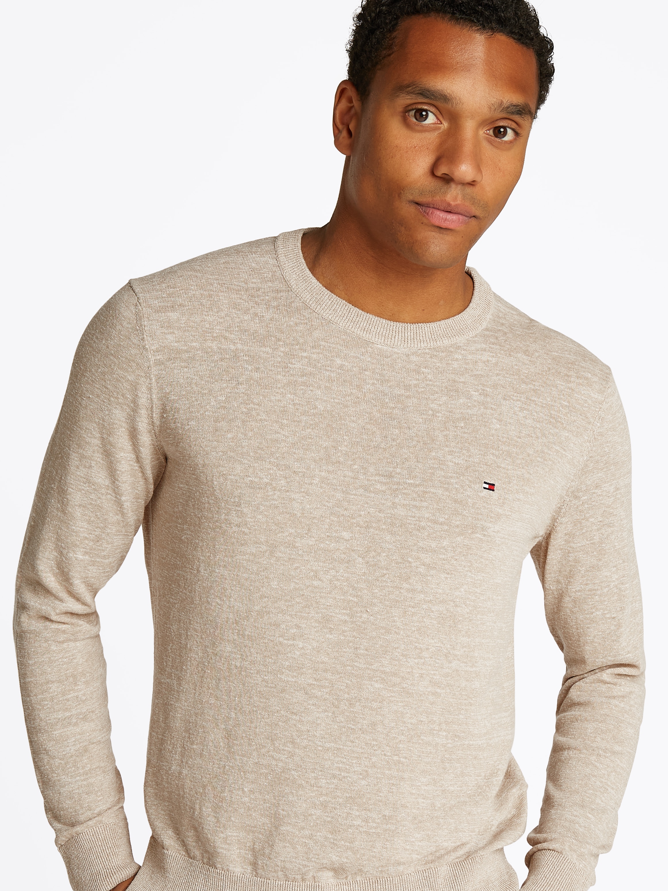 Tommy Hilfiger Rundhalspullover »COTTON LINEN CREW NECK«