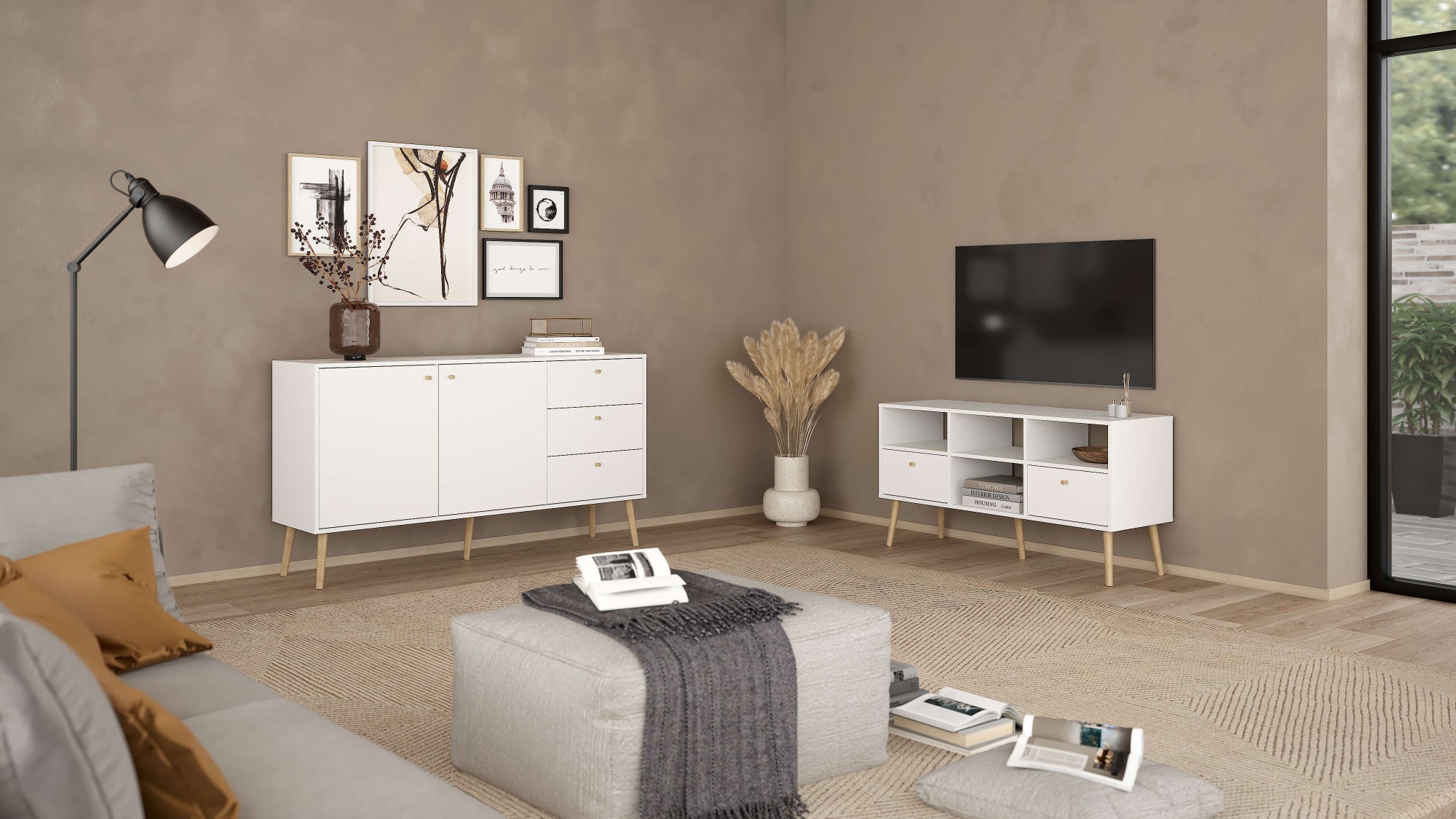 andas Sideboard »Bodo, Aufbewahrung, Schubladenschrank, Sideboard,«, Kommode mit 2 Türen, 3 Schubladen, Breite 147 cm