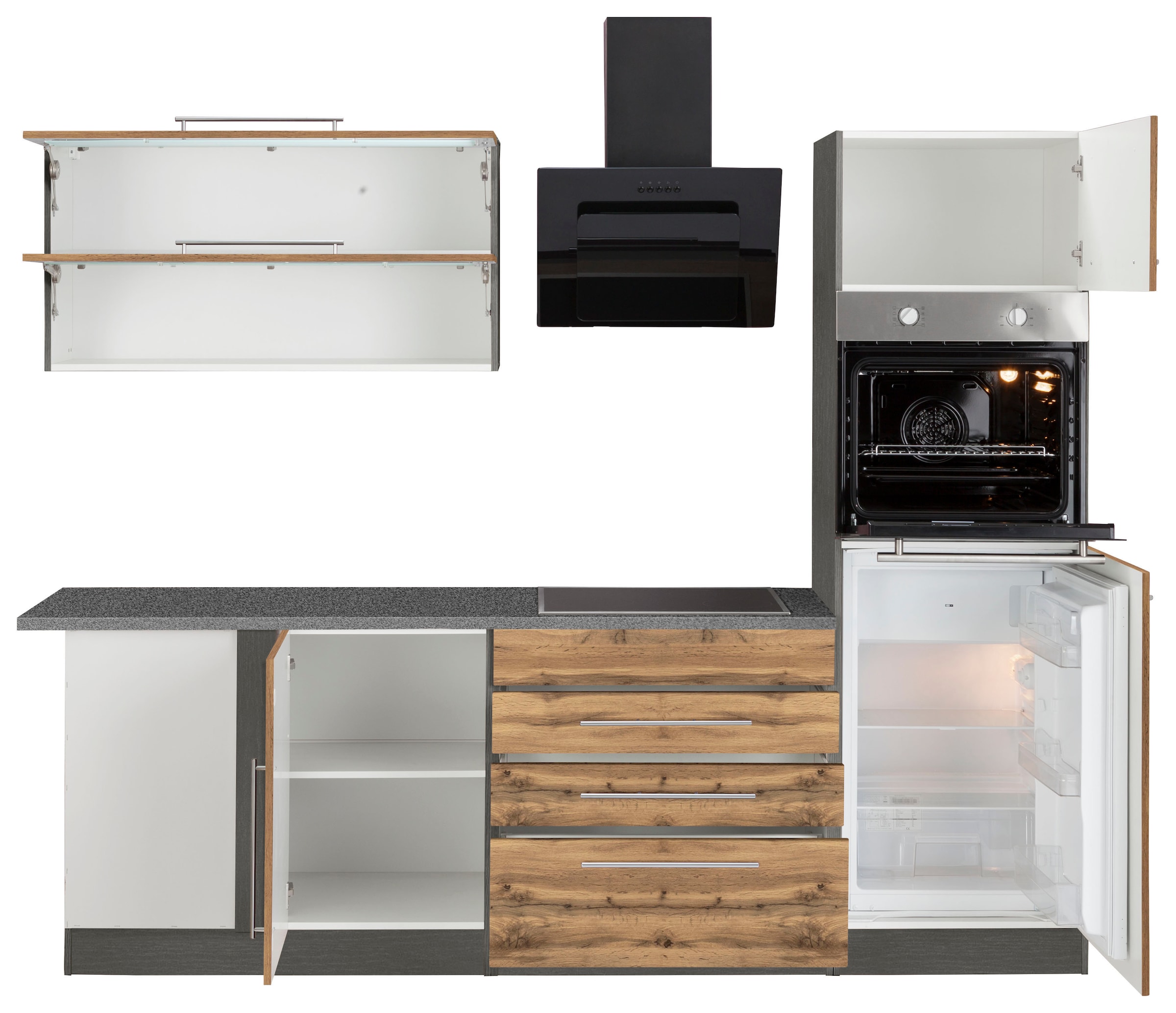 Kochstation Winkelküche »KS-Samos«, ohne E-Geräte, Stellbreite 300 x 250 cm